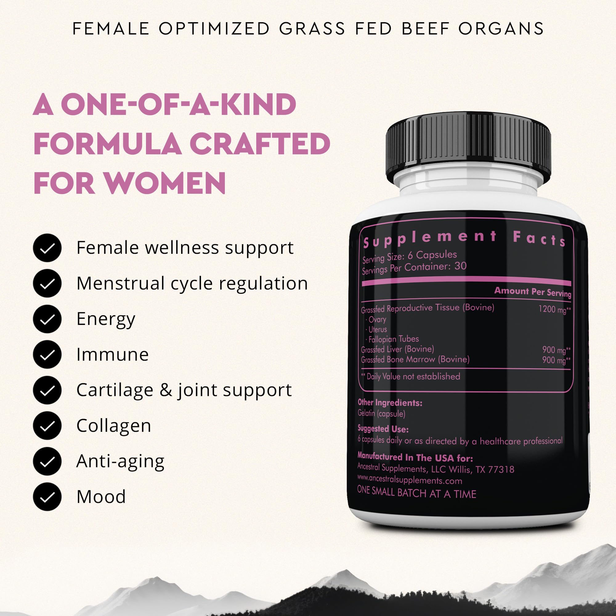 Beef Organ Supplement for Women – Supports Hormone Balance, Energy & Wellness – Grass Fed, Pasture Raised Superfood – Liver, Heart, Kidney, Bone Marrow – Collagen, CoQ10, B12 – Female Support Blend Ancestral Supplements uk supplements