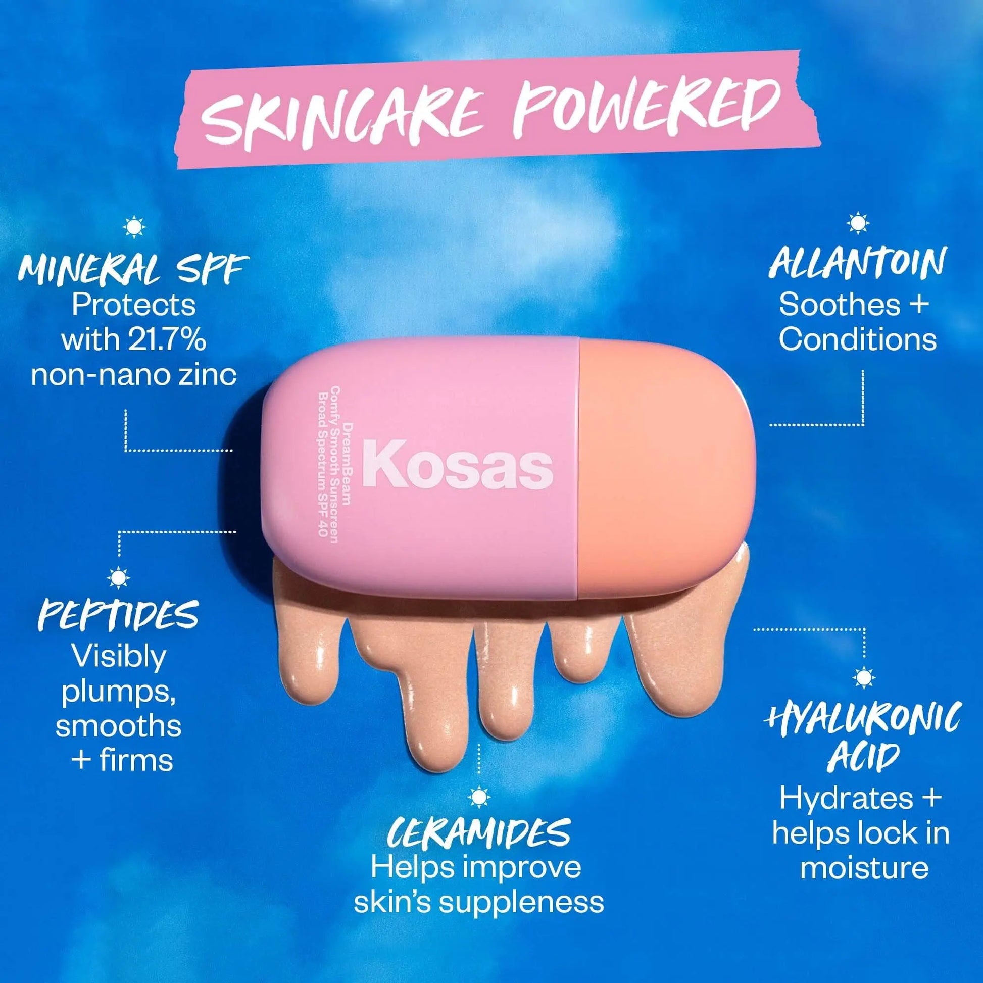 Kosas DreamBeam SPF 40 Mineral Sunscreen for Face + Makeup Prep – Lightweight Hydrating Sun Protection, 40 ml Kosas uk supplements