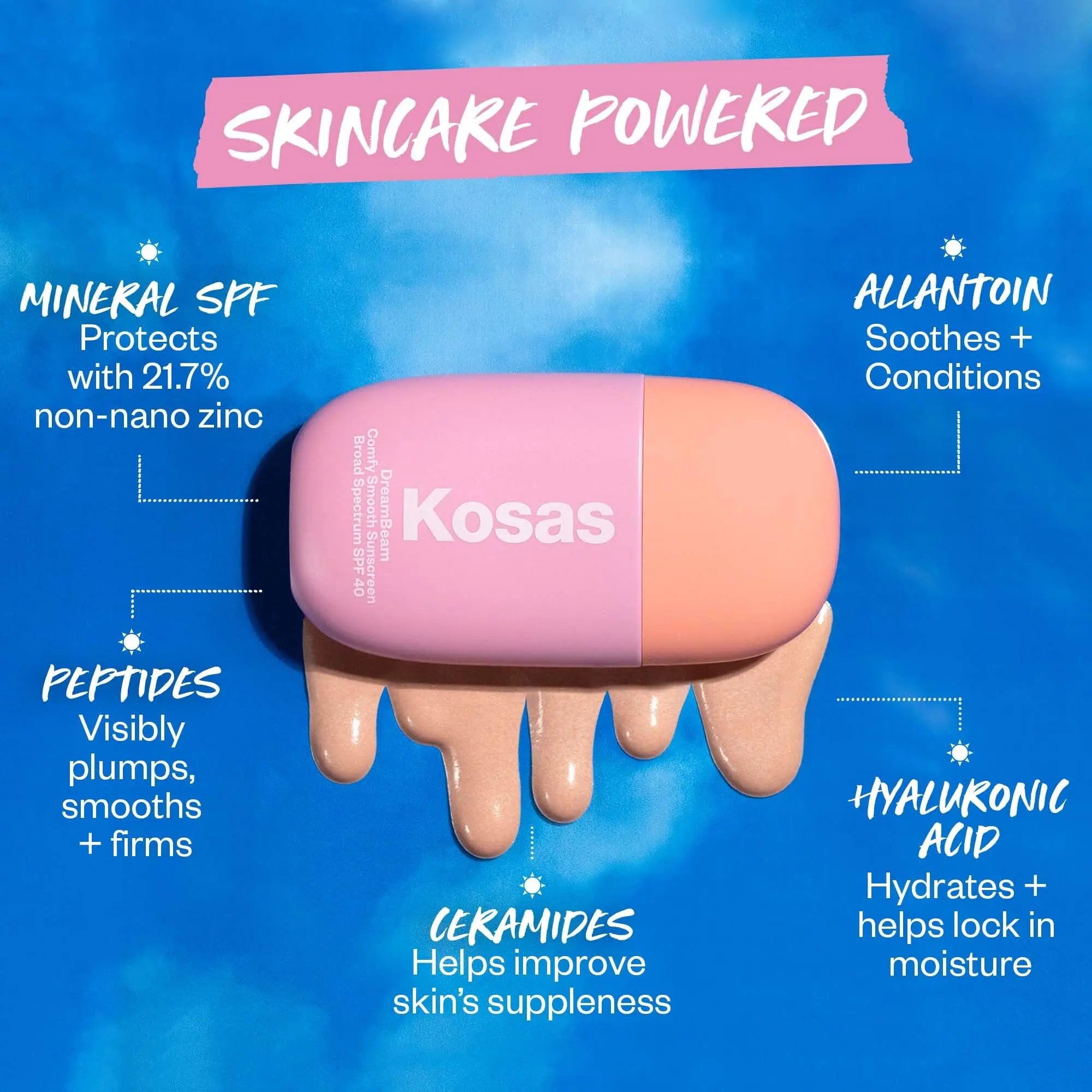 Kosas DreamBeam SPF 40 Mineral Sunscreen for Face + Makeup Prep – Lightweight Hydrating Sun Protection, 40 ml Kosas uk supplements