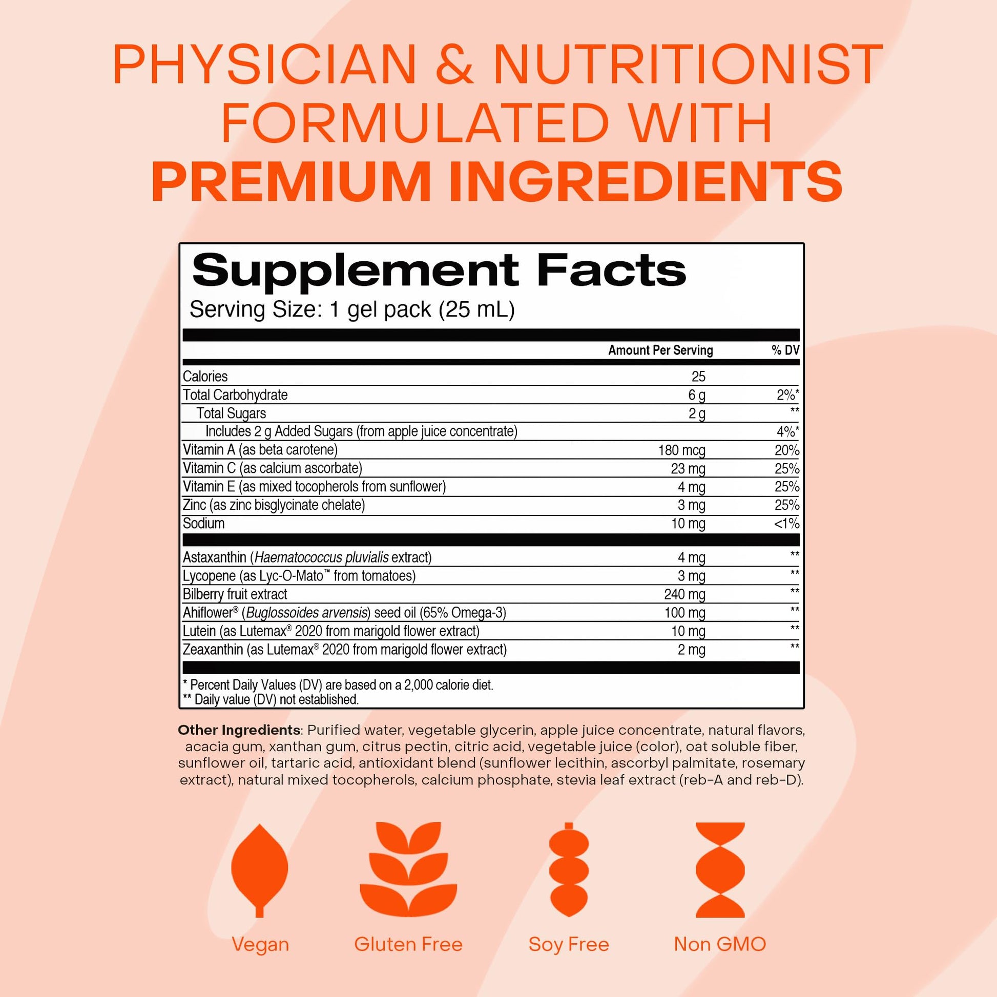 Healthycell Eye Health Daily Liquid Supplement - Eye Vitamins & Minerals with Lutein, Zeaxanthin, Astaxanthin & Beta Carotene for Sight Care & Macular Support - 30 Gel Packs Healthycell uk supplements
