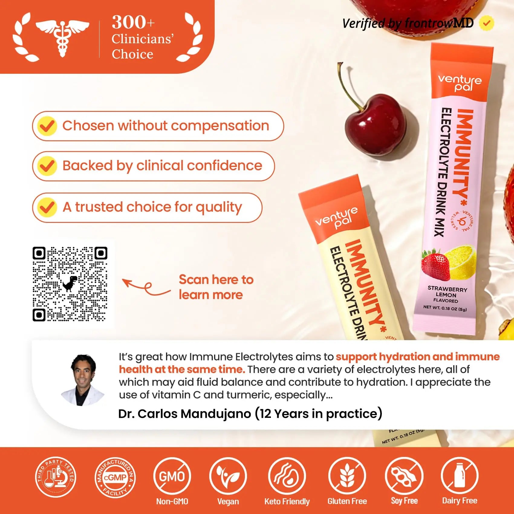 Venture Pal 2-in-1 Hydration + Immune Electrolytes Powder Packets with 7 Electrolytes & 6 Vitamins, Elderberry, Turmeric, Echinacea | Liquid Daily IV Drink Mix Venture Pal uk supplements