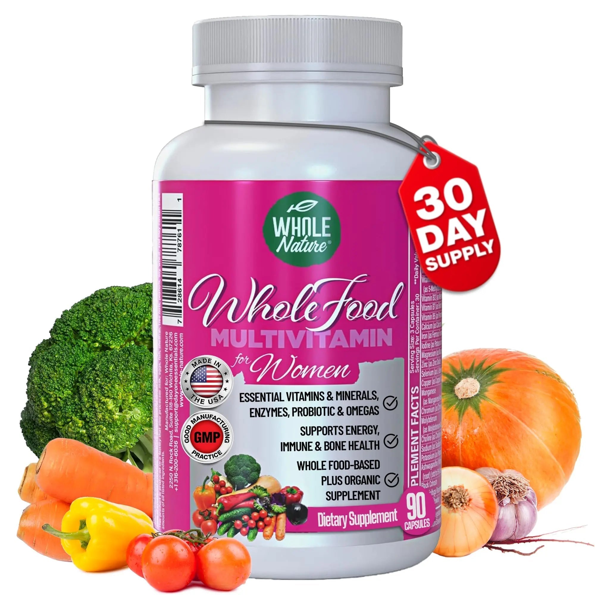 Whole Nature Whole Food Multivitamin for Women Womens Multi Vitamin with Folate, B12 Methyl, Vitamins, Minerals, Probiotics and Omegas Whole Nature uk supplements