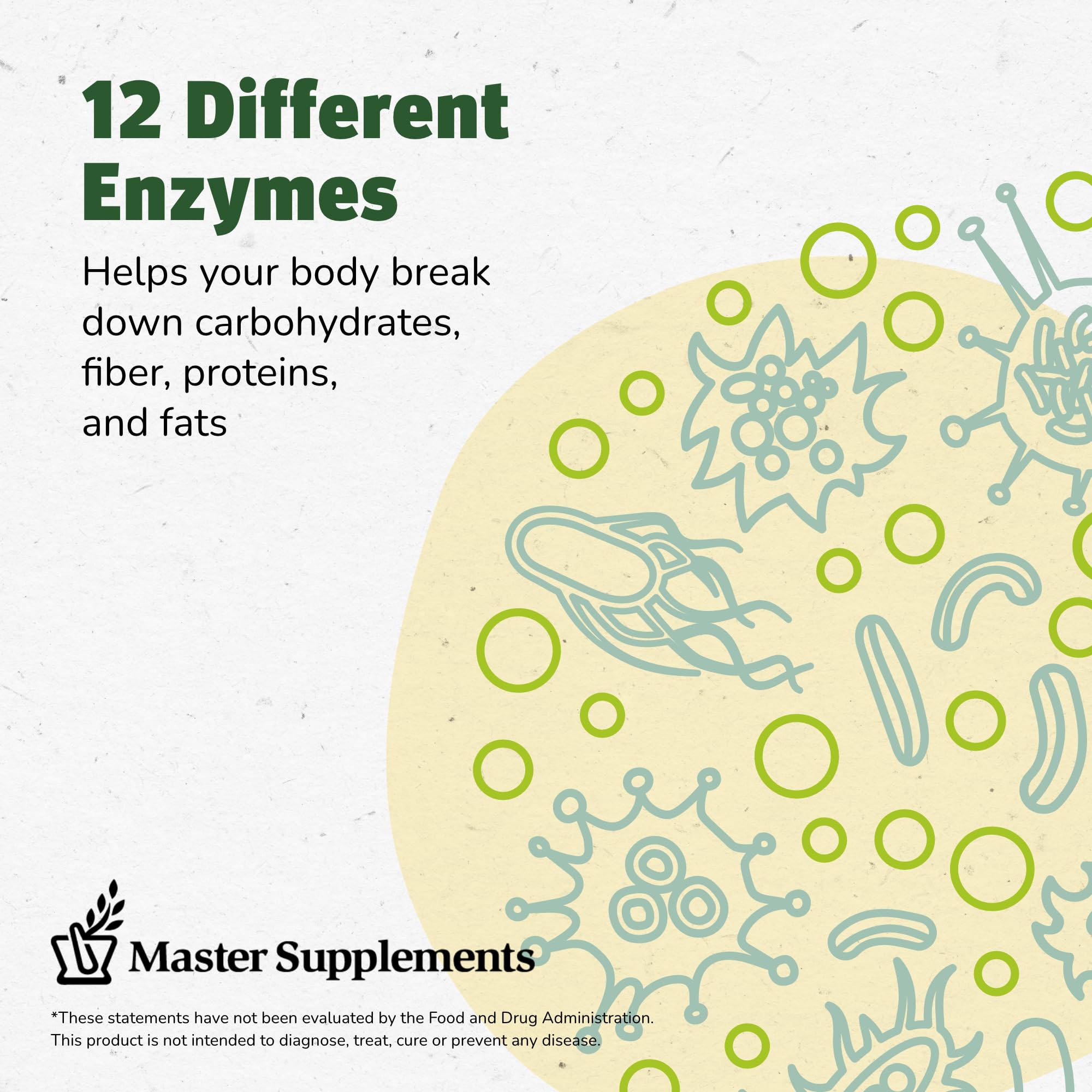 Master Supplements Enzalase - 50 Capsules, Pack of 3 - Probiotic Compatible Enzymes - Provides Digestive Boost + Gas & Bloating Relief - Gluten Free - 150 Total Servings ENZALASE uk supplements