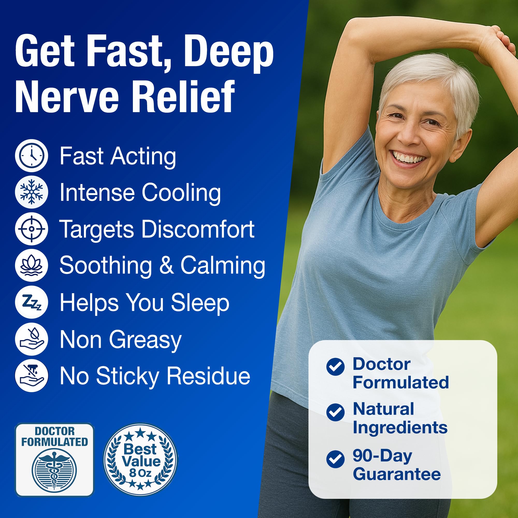 Neuropathy Nerve Relief Cream – Extra Large 8 oz – Maximum Strength for Feet Hands Legs Toes Back – Natural Ingredients Arnica Aloe Vera MSM Vitamins – Fast-Acting Soothing Relief – Super Value 8 oz Nuturna uk supplements