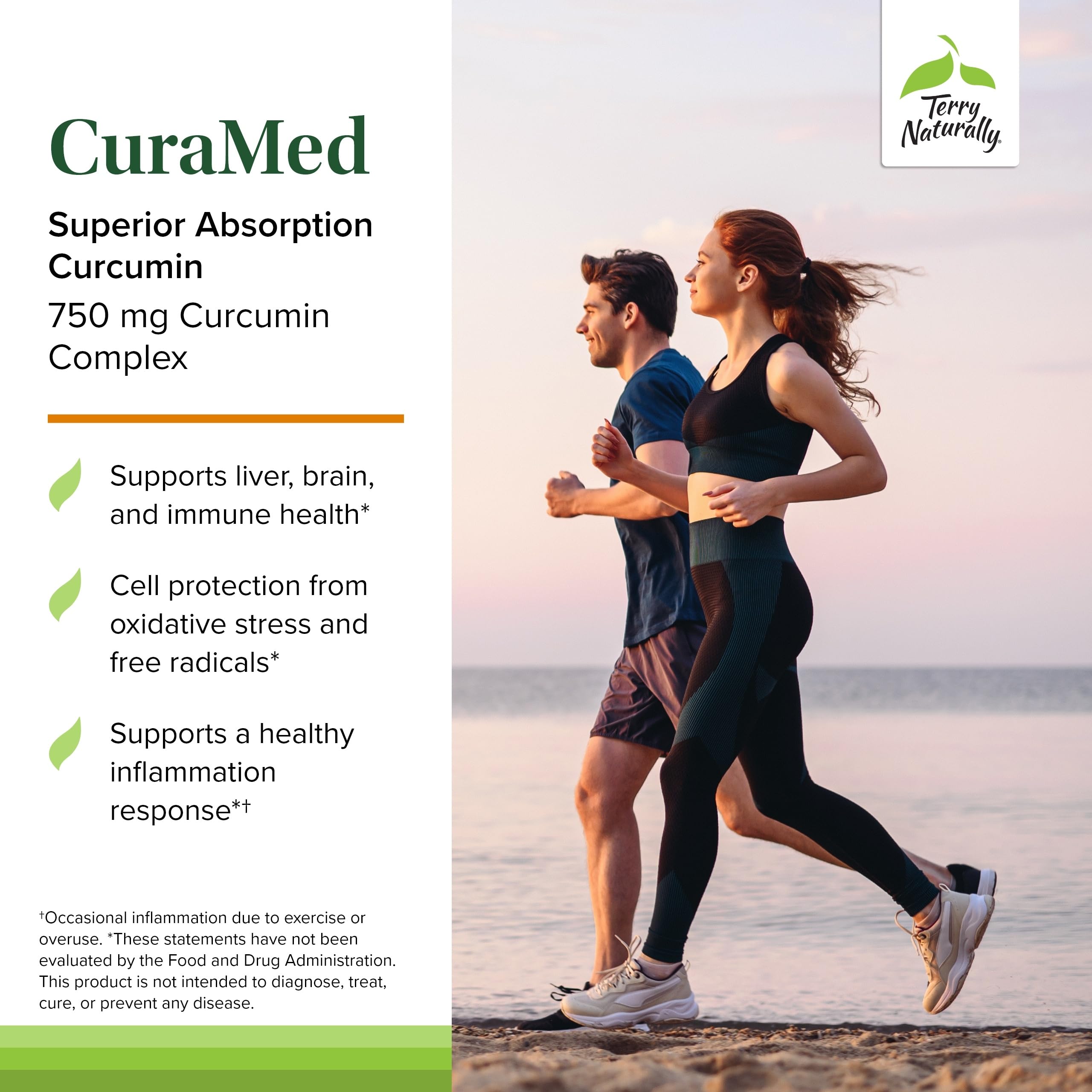 Terry Naturally CuraMed 750mg - Antioxidant Supplement for Brain & Heart Health Support - Dietary Supplement with High-Potency Curcumin Complex - Kidney, Liver & Immune Health Support - 60 Softgels Terry Naturally uk supplements