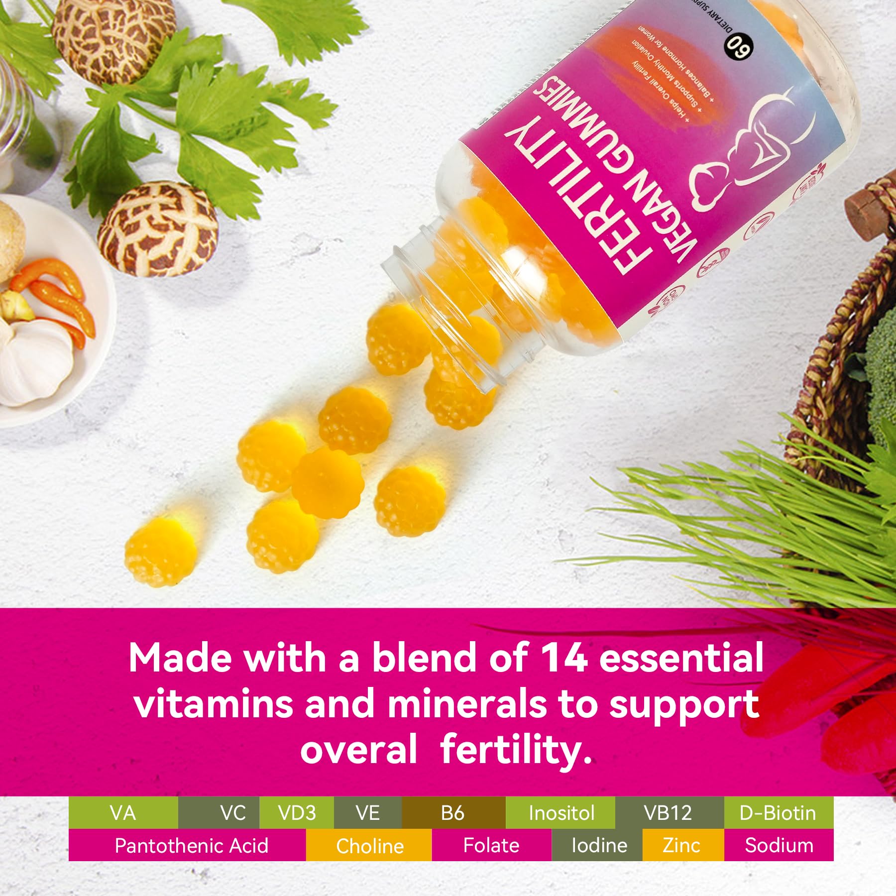 Fertility Gummies for Women to Get Pregnant Fast, Folic Acid Conception Gummies to Boost Fertility for Her, 60 Count Fertility Vitamin Gummy Support Hormone Balance, Ovulation & Period Cycle Aromlife uk supplements