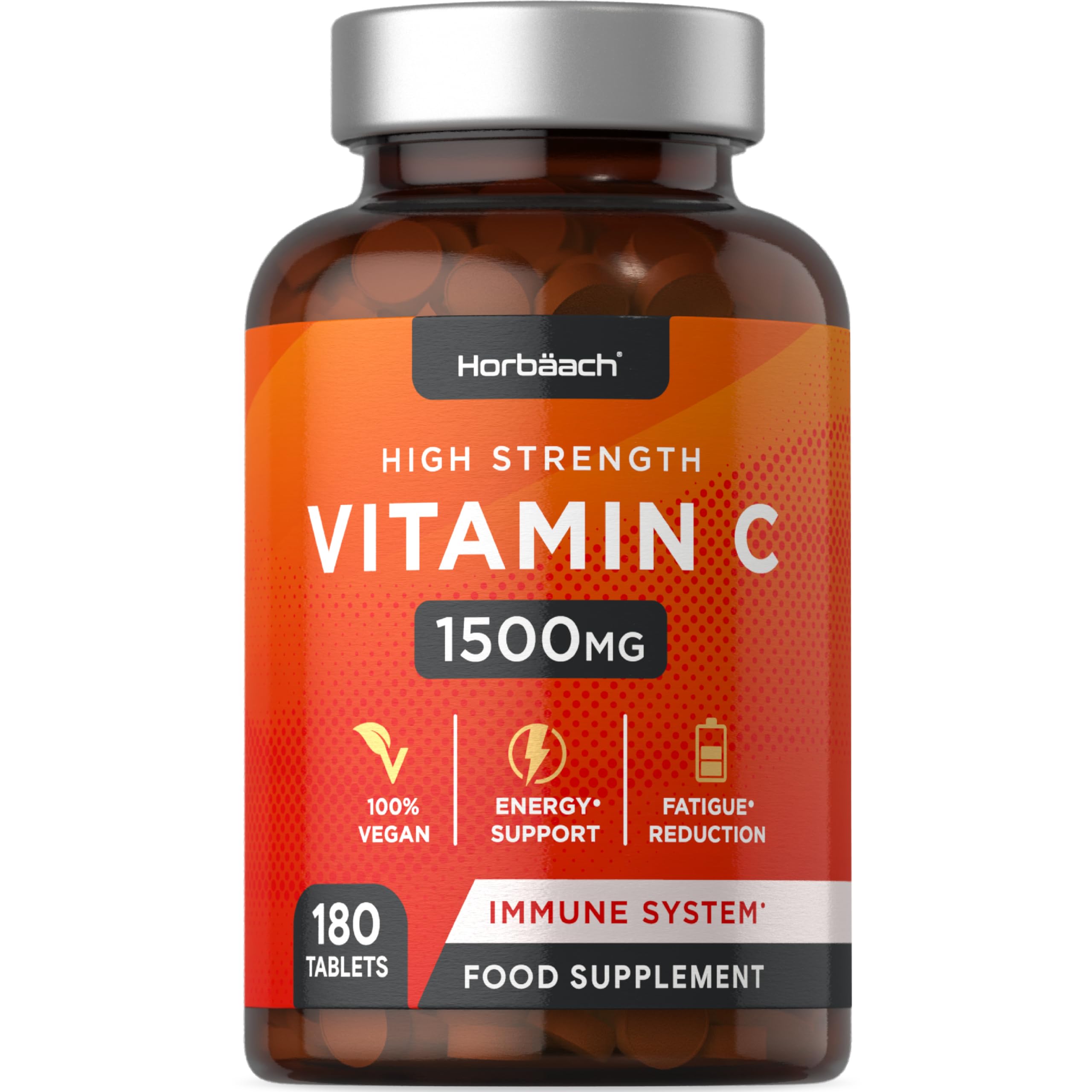 Vitamin C Tablets 1500mg | 180 Count | High Strength Vegan Supplement | No Artificial Horbäach uk supplements