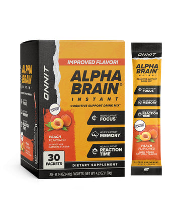 ONNIT Alpha Brain Instant Cognitive Support Drink Mix, Nootropic Supplement for Focus, Memory and Clarity, Peach Flavor, 0.13 oz Packets, 30 Count ONNIT uk supplements