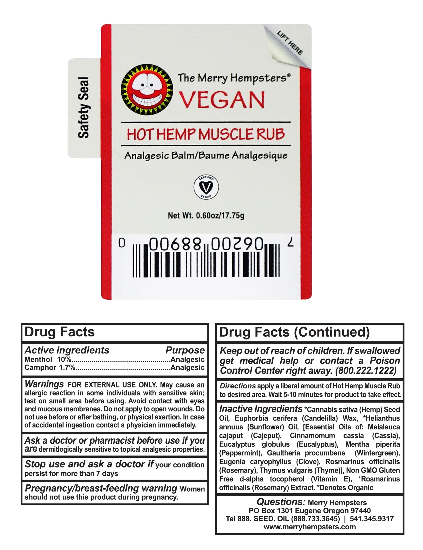 Merry Hempsters Vegan Hot Hemp Muscle Rub Single (2-Pack) The Merry Hempsters uk supplements