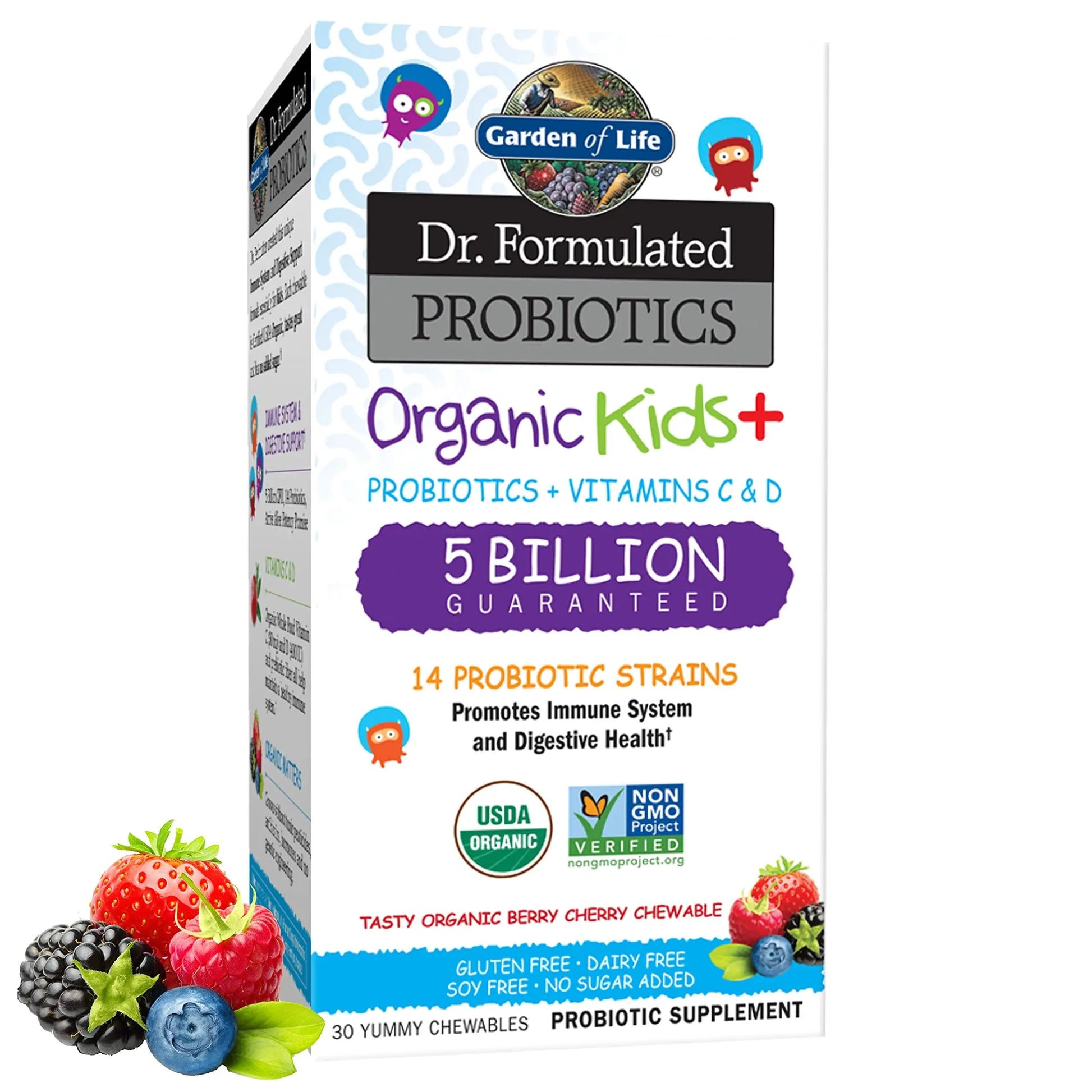 Garden of Life Dr. Formulated Probiotics for Kids, Organic Kids+ - Berry Cherry, 5 Billion CFU Chewable Probiotic plus Vitamin C and D Garden of Life uk supplements