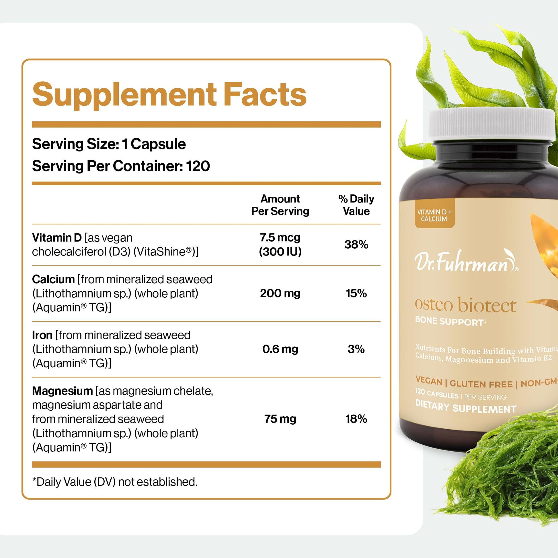 Dr. Fuhrman Osteo Bone Health Supplement | Wholefood Supplement for Women & Men | Vitamin for Bone Density | Organic Vitamin D3, Calcium, Magnesium & K2 | Natural Ingredients | 120 Caps Dr. Fuhrman uk supplements