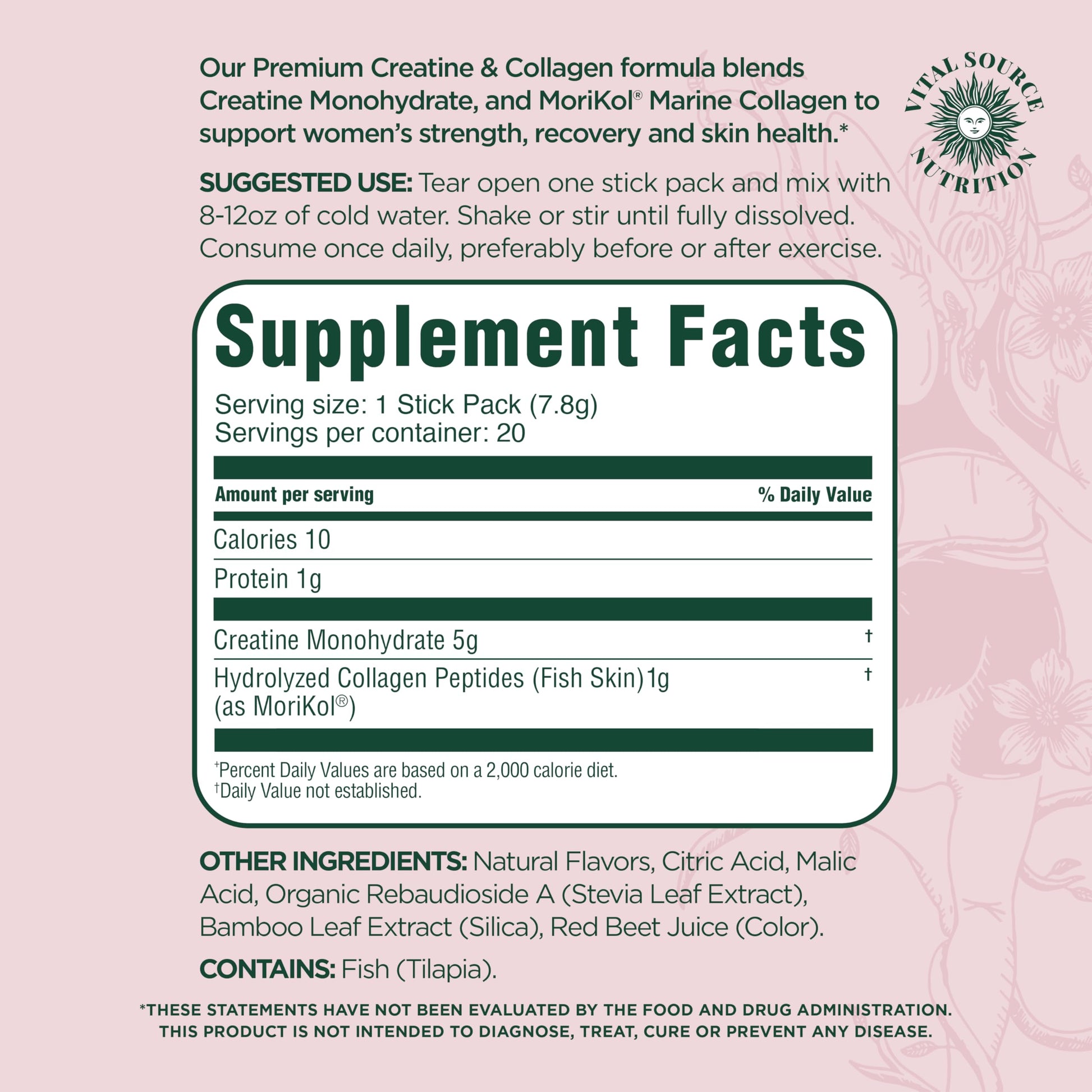 Vital Source Nutrition - Flexi - Creatine & Collagen Stick Packs - 5g Creatine Monohydrate + 1g MoriKol Collagen -Supports Strength, Recovery & Skin Health -20 Servings Vital Source Nutrition uk supplements