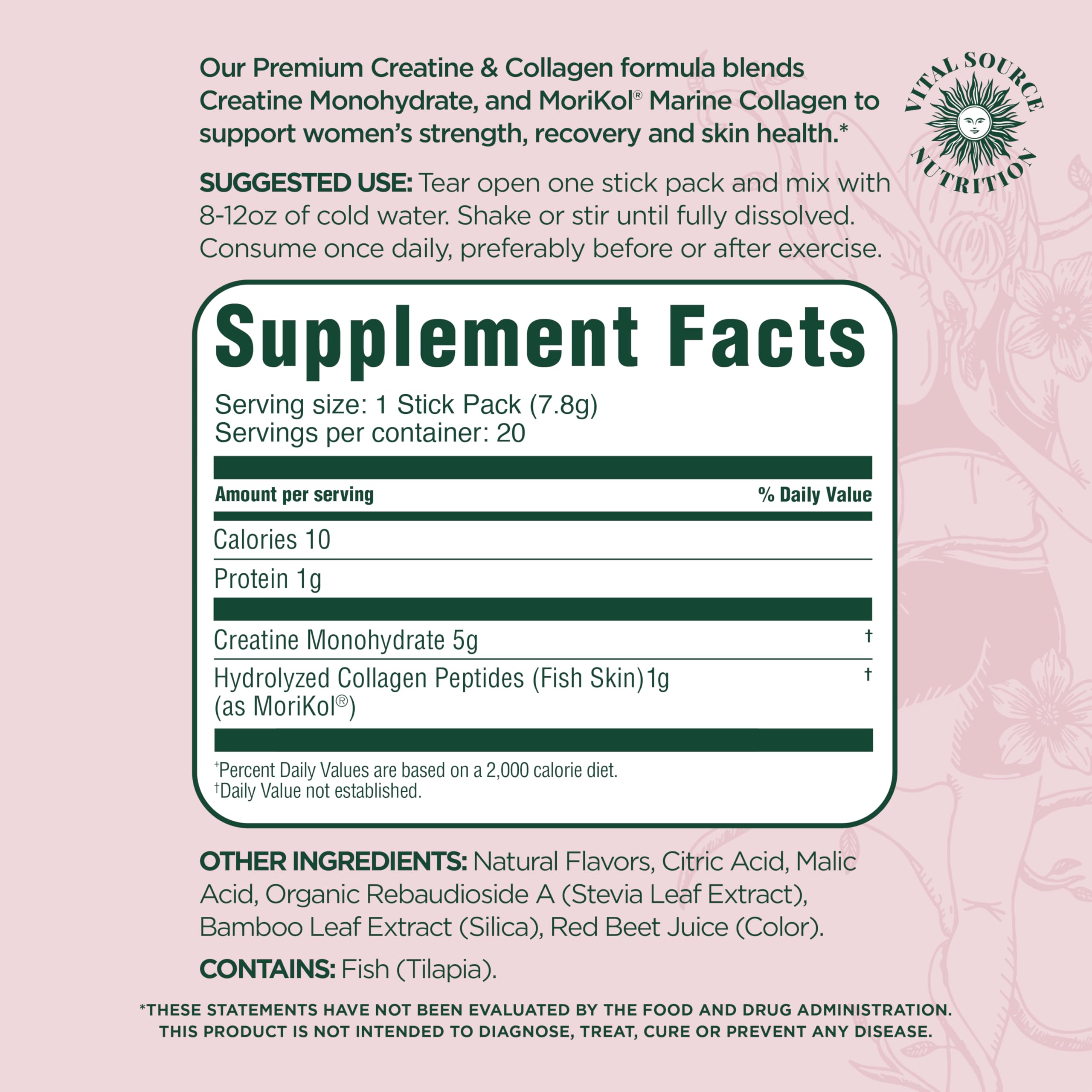 Vital Source Nutrition - Flexi - Creatine & Collagen Stick Packs - 5g Creatine Monohydrate + 1g MoriKol Collagen -Supports Strength, Recovery & Skin Health -20 Servings Vital Source Nutrition uk supplements