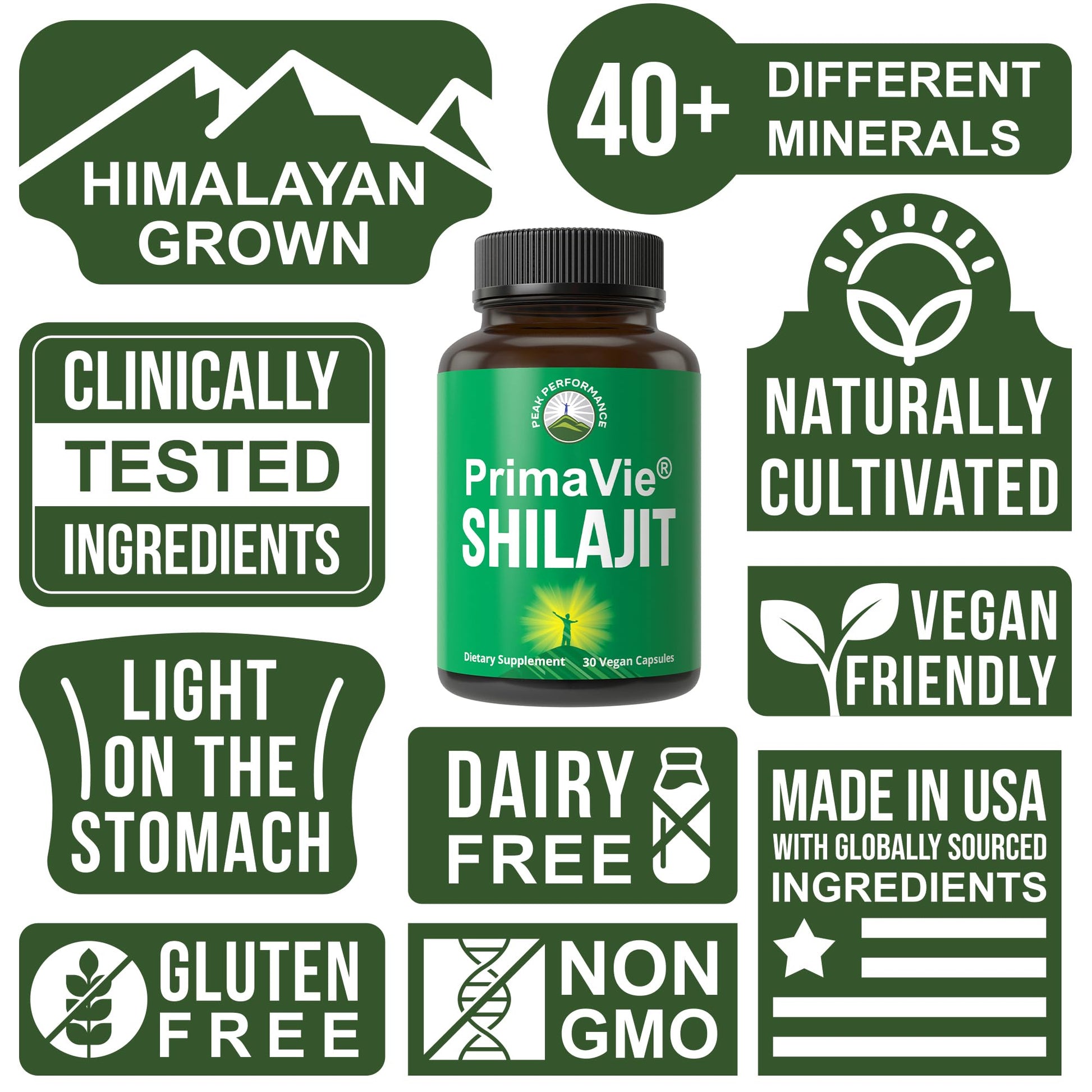 PrimaVie Purified Shilajit Capsules Made with Pure Shilajit Powder. Clinically Tested Natural Supplement with 40+ Trace Minerals, Fulvic Acid. Tablets Support Mitochondria + Brain Function Peak Performance uk supplements