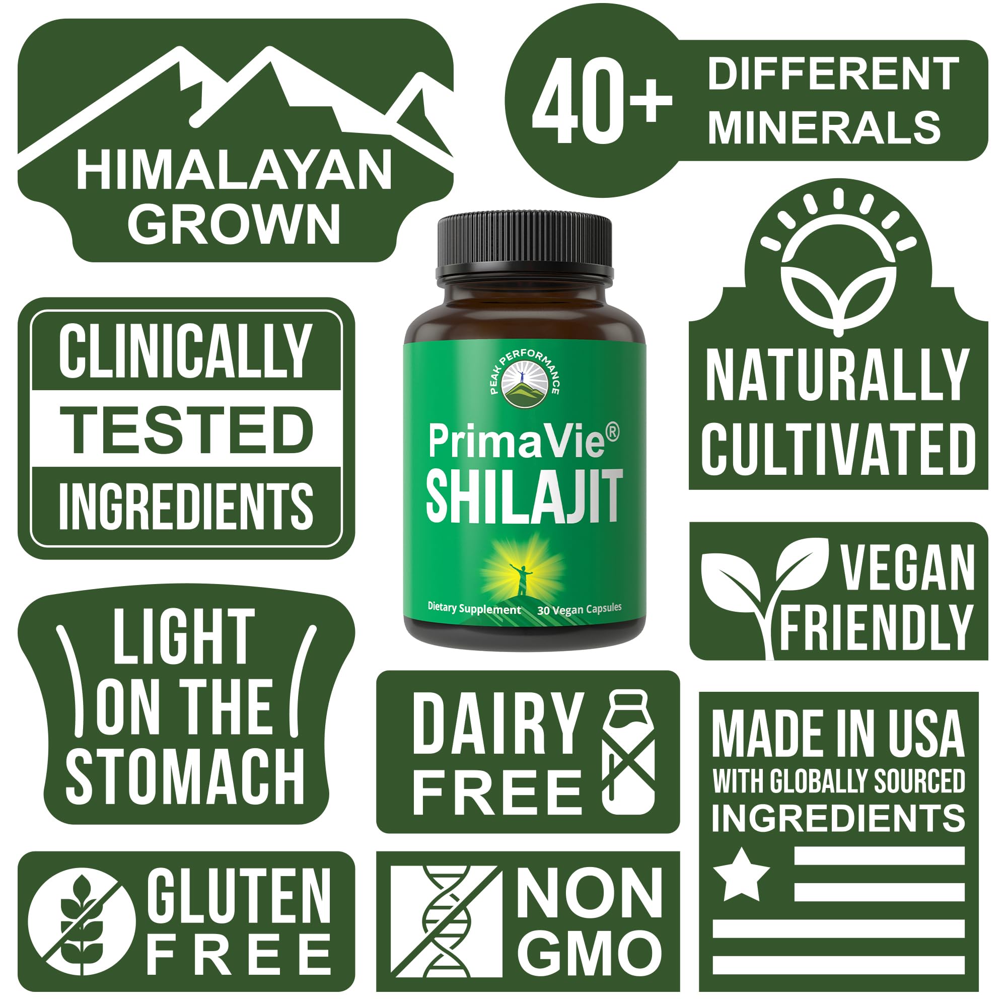 PrimaVie Purified Shilajit Capsules Made with Pure Shilajit Powder. Clinically Tested Natural Supplement with 40+ Trace Minerals, Fulvic Acid. Tablets Support Mitochondria + Brain Function Peak Performance uk supplements