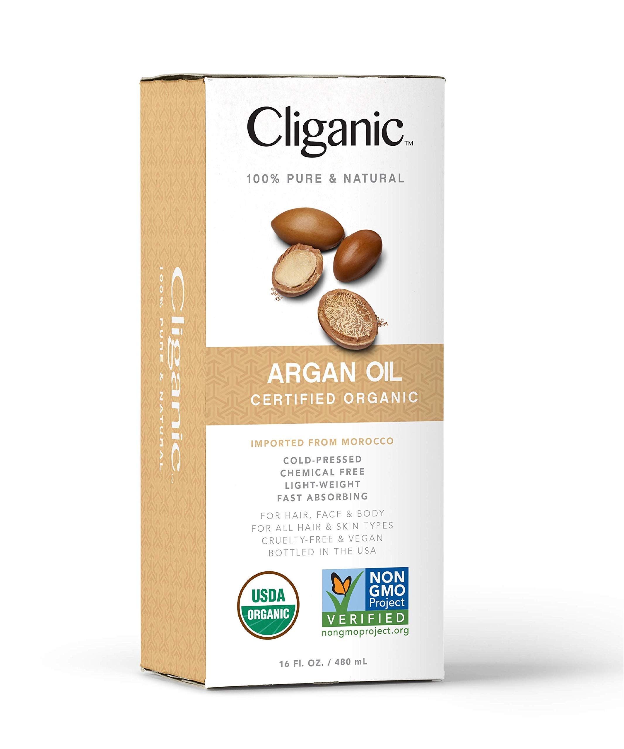 Cliganic Organic Argan Oil 16oz with Pump, 100% Pure | Bulk for Hair, Face & Skin Cliganic uk supplements