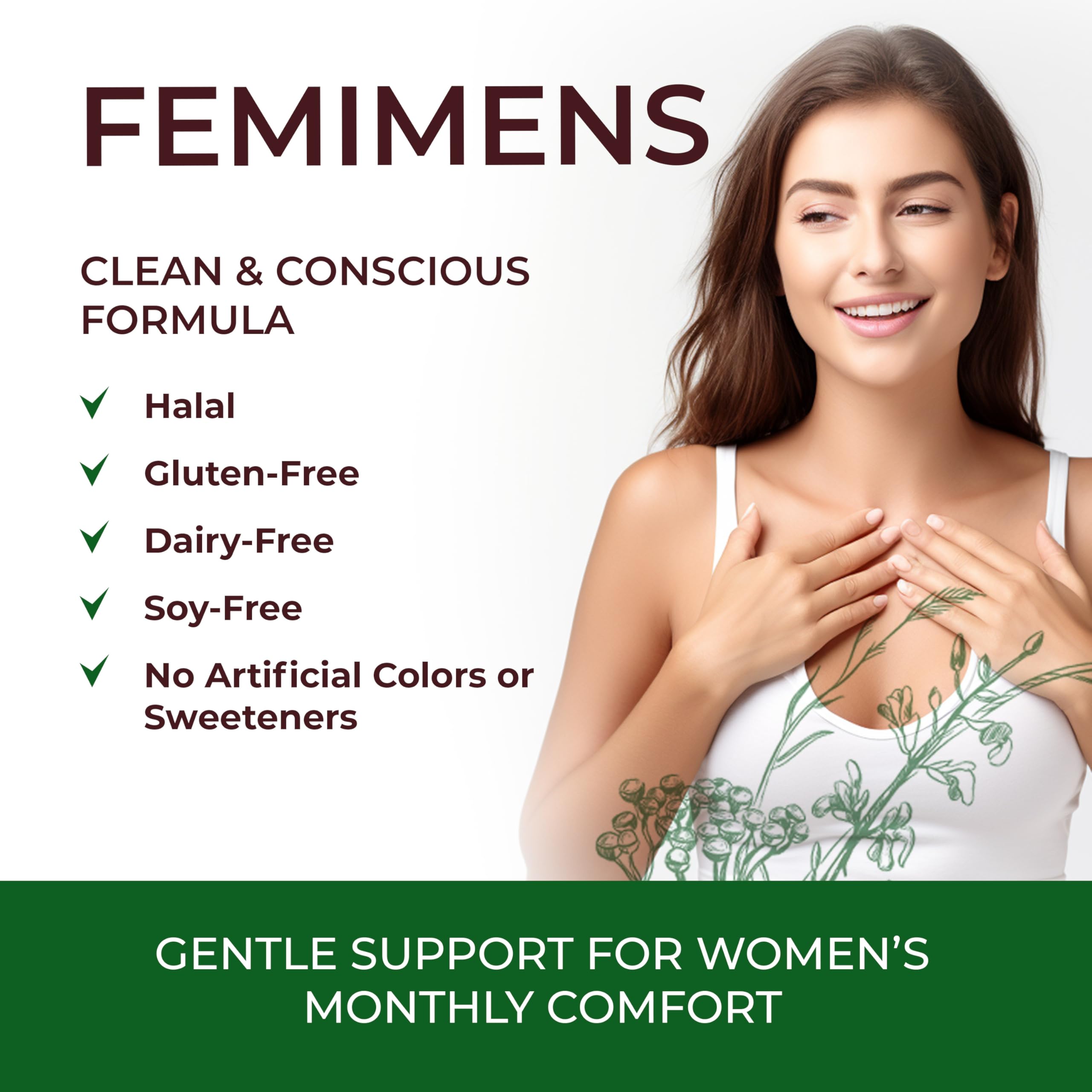 FEMIMENS – PMS Support Supplement for Women – PMS Relief for Women & Menstrual Cramp Relief – Hormonal Balance for Women – Chasteberry Vitex, Ashwagandha, Ginger, Fenugreek – 120 Vegan Capsules Ananta Medicare USA uk supplements