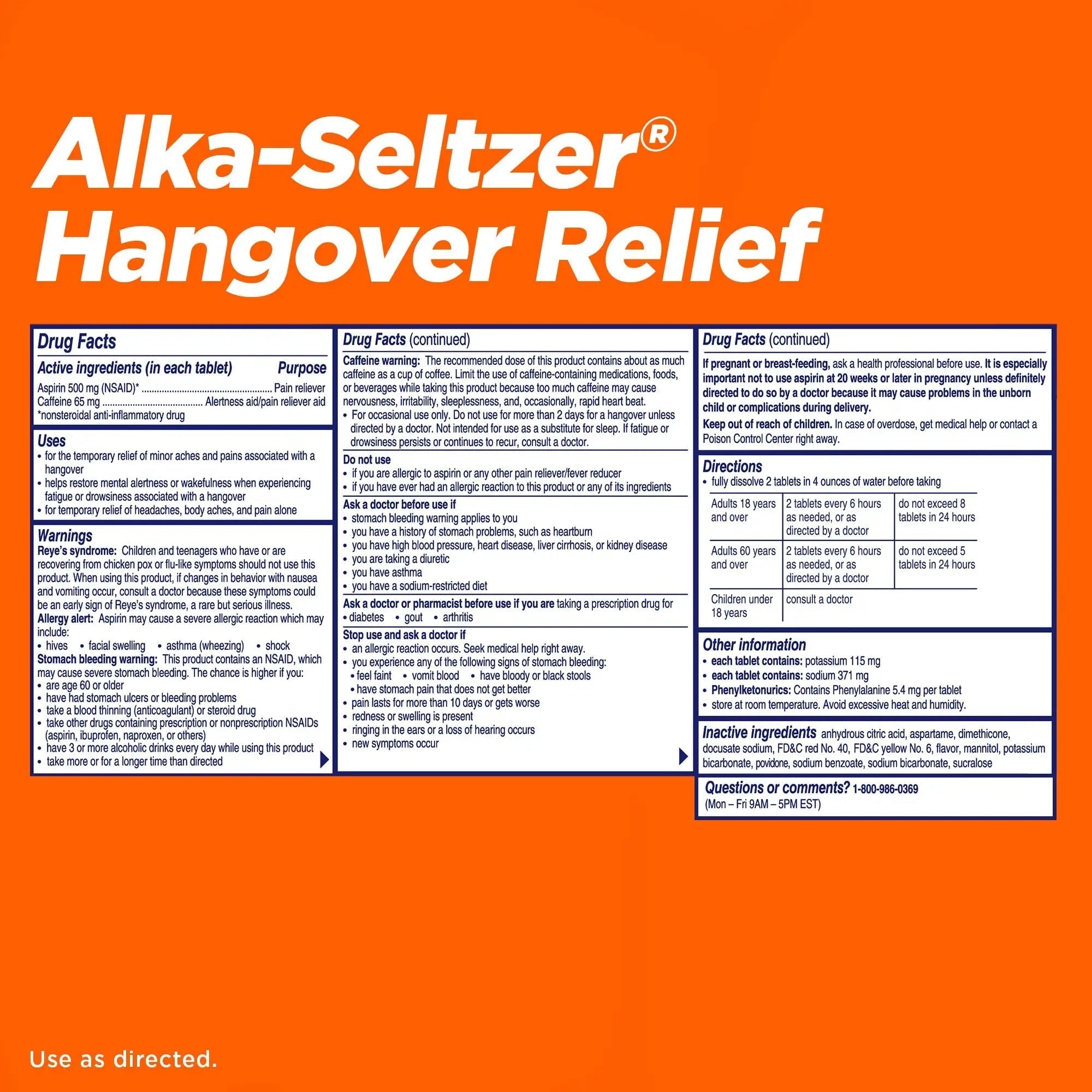Alka-Seltzer Hangover Relief Tablets, Fast Relief Starts In About 15 Minutes for Headaches, Body Aches & Mental Fatigue, Bachelorette & Bachelor Party Packs 60 Count (3 Boxes, 20 Tablets Each) Alka-Seltzer uk supplements
