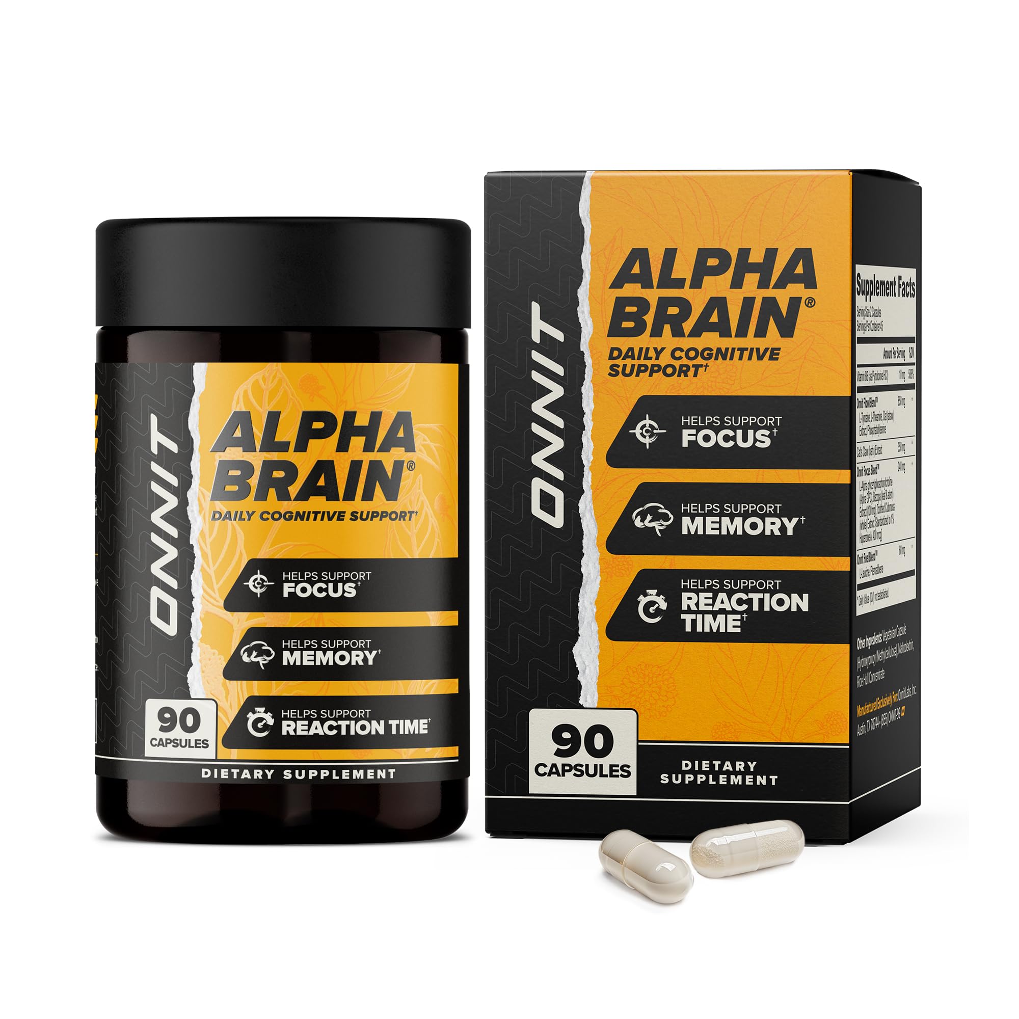 ONNIT Alpha Brain Nootropic Brain Supplement for Focus, Memory, Mental Clarity, Cognitive Support with L-Theanine and Vitamin B6, 90 Count ONNIT uk supplements