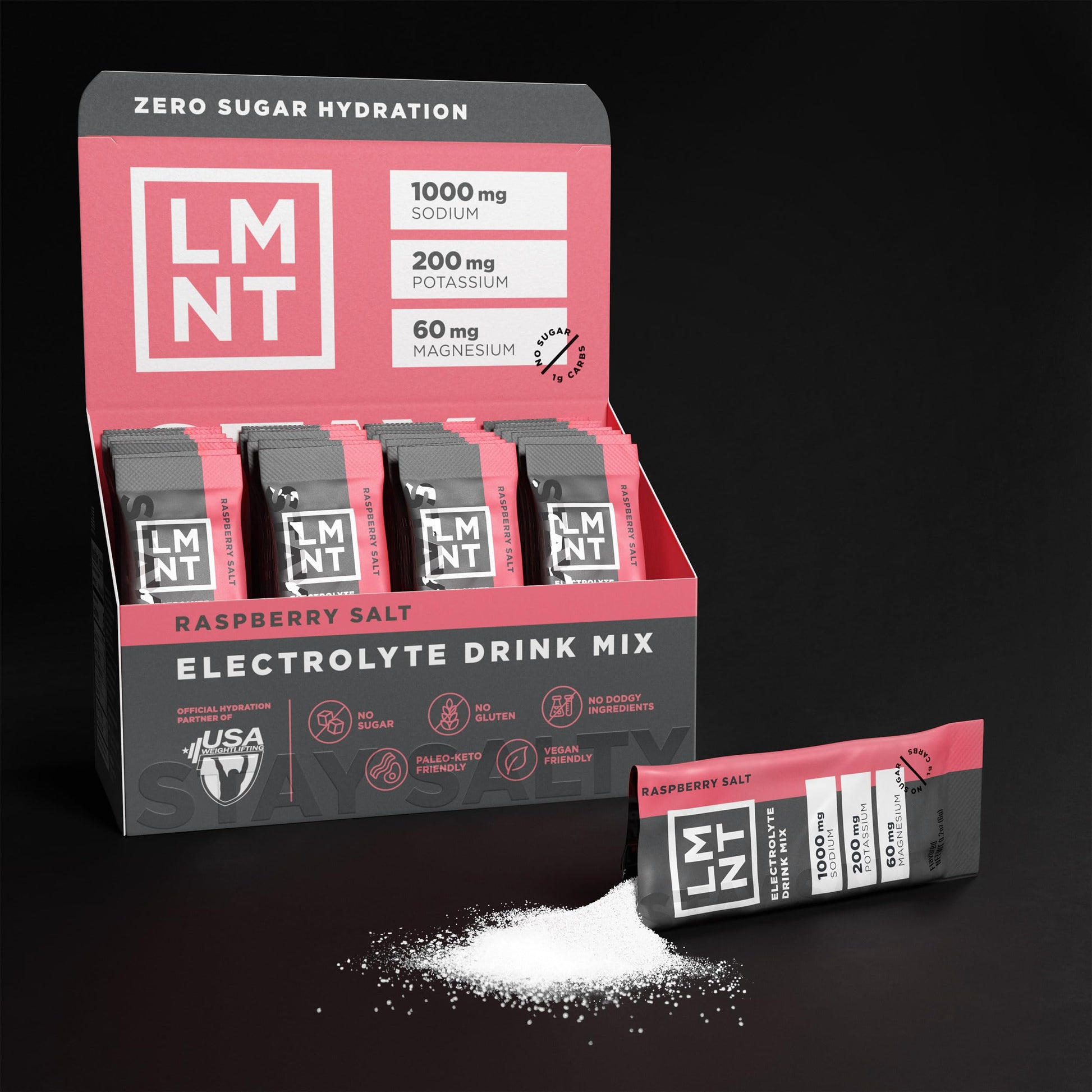 LMNT Zero Sugar Electrolytes - Raspberry Salt | Drink Mix | 30-Count Drink LMNT uk supplements