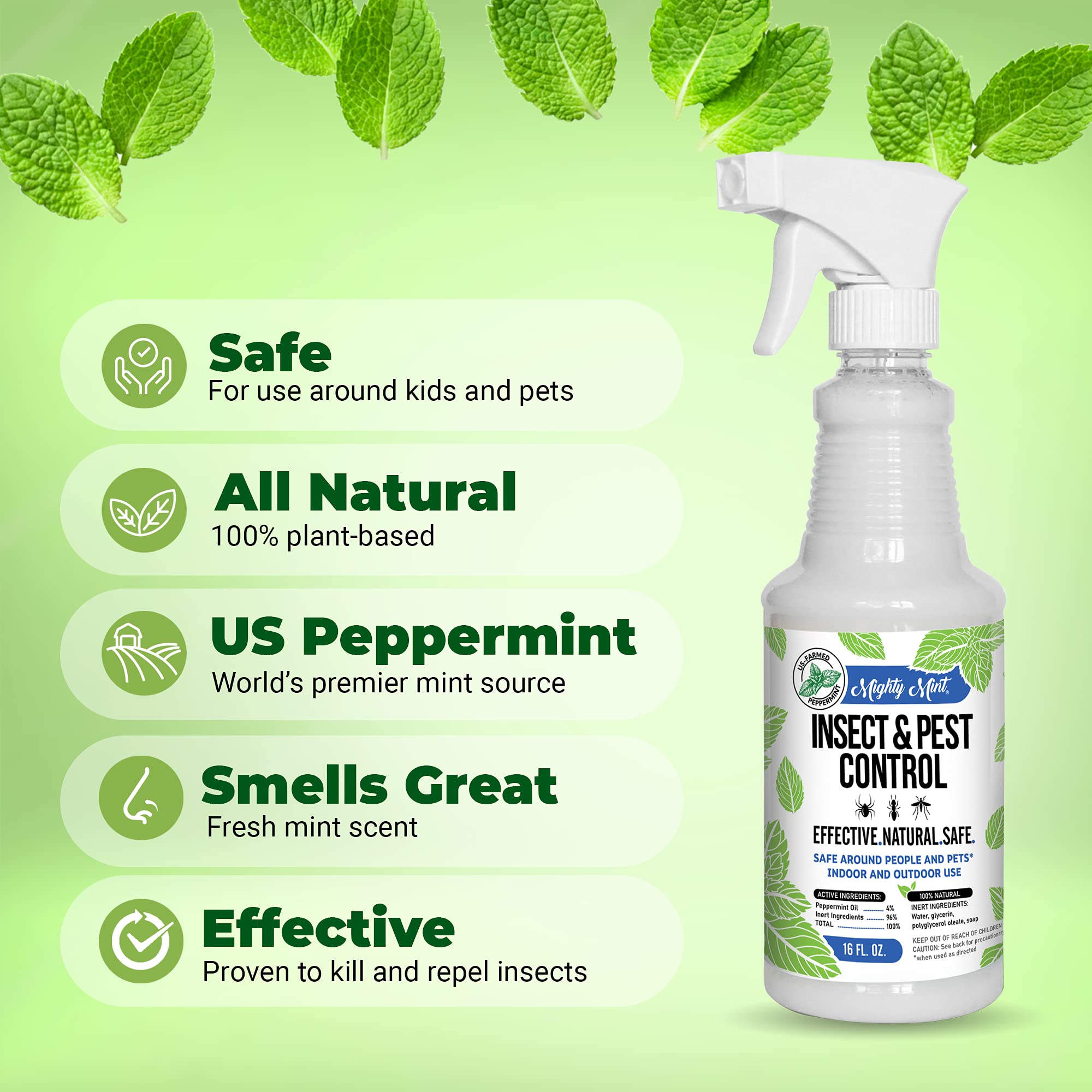 Mighty Mint 16 oz Peppermint Oil Insect & Pest Spray - for Spiders, Ants Mighty Mint uk supplements
