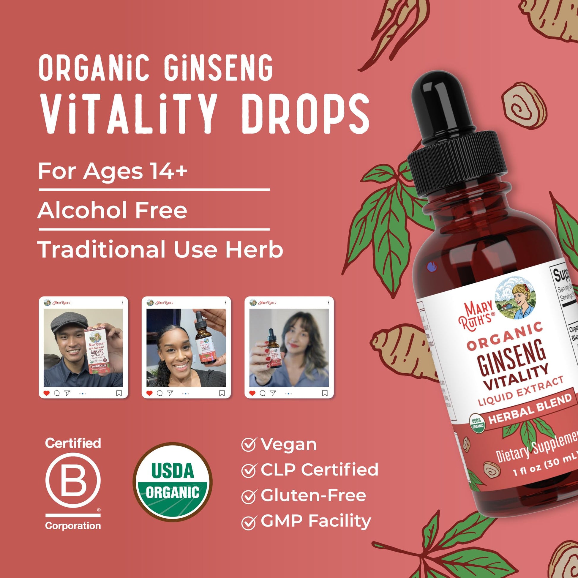 MaryRuth Organics Herbal Supplement for Brain Function | Boost Energy | Memory | Vitality USDA | Ginseng with Ashwagandha | Eleuthero and Maca Root Extract | 1 Fl Oz MARYRUTH'S uk supplements