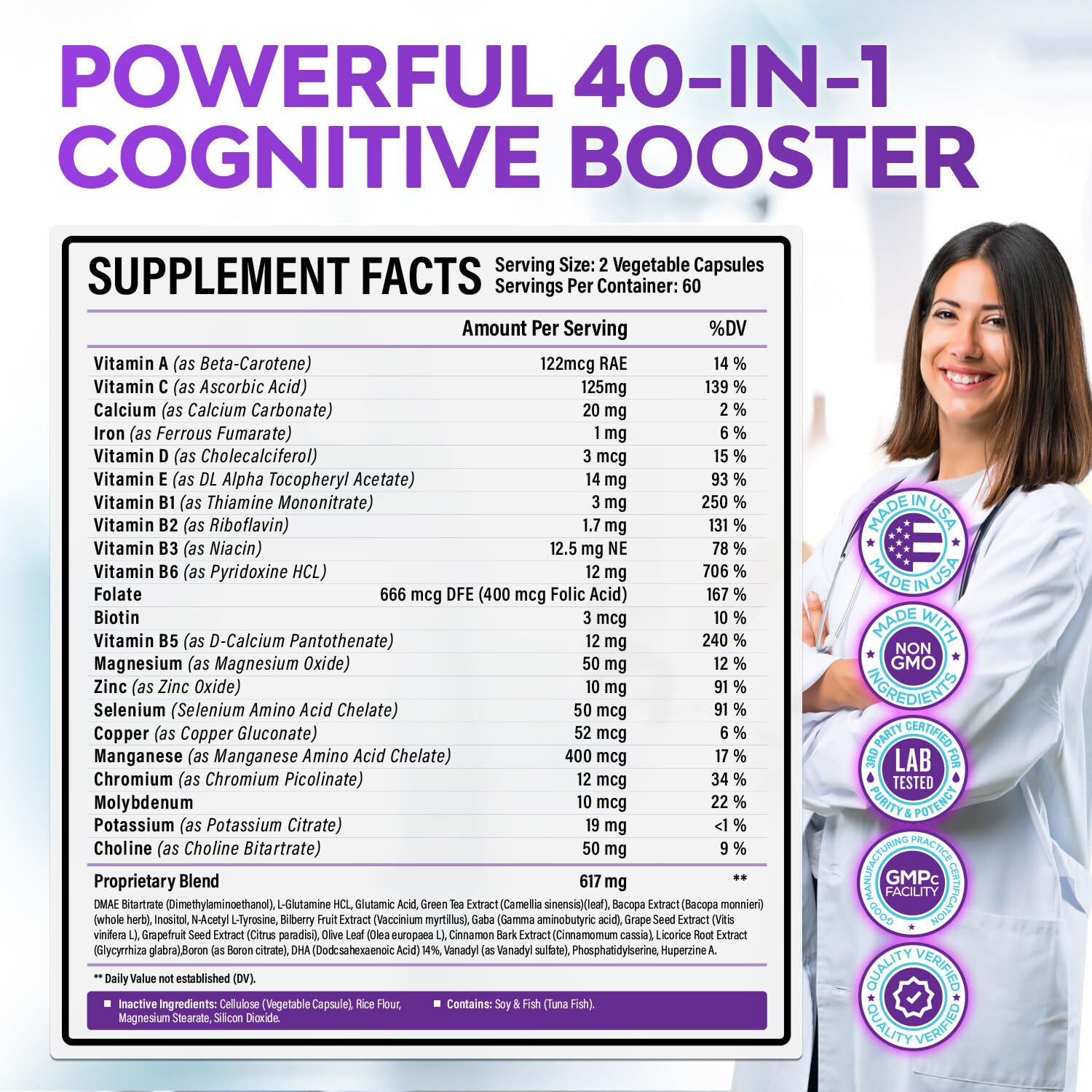 40-in-1 Brain Booster Supplements for Memory, Focus, Clarity, Energy, Performance Rainbow Nutrients, LLC uk supplements