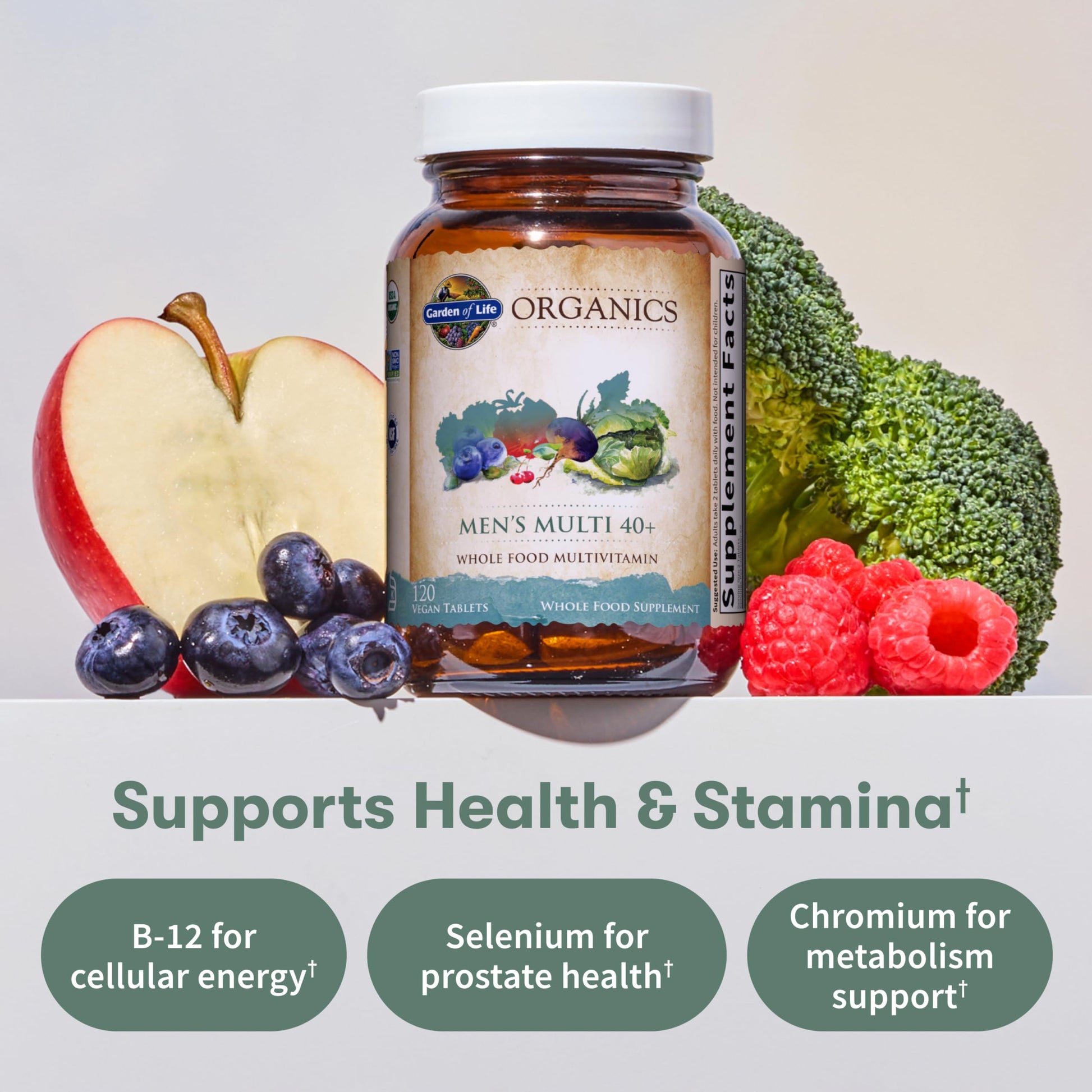 Garden of Life Organics Men's 40+ Multivitamin with Prostate Support, B12 & Vitamins – Vegan Daily Whole Food Multivitamin, Non-GMO, Certified Organic, 120 Tablets Garden of Life uk supplements