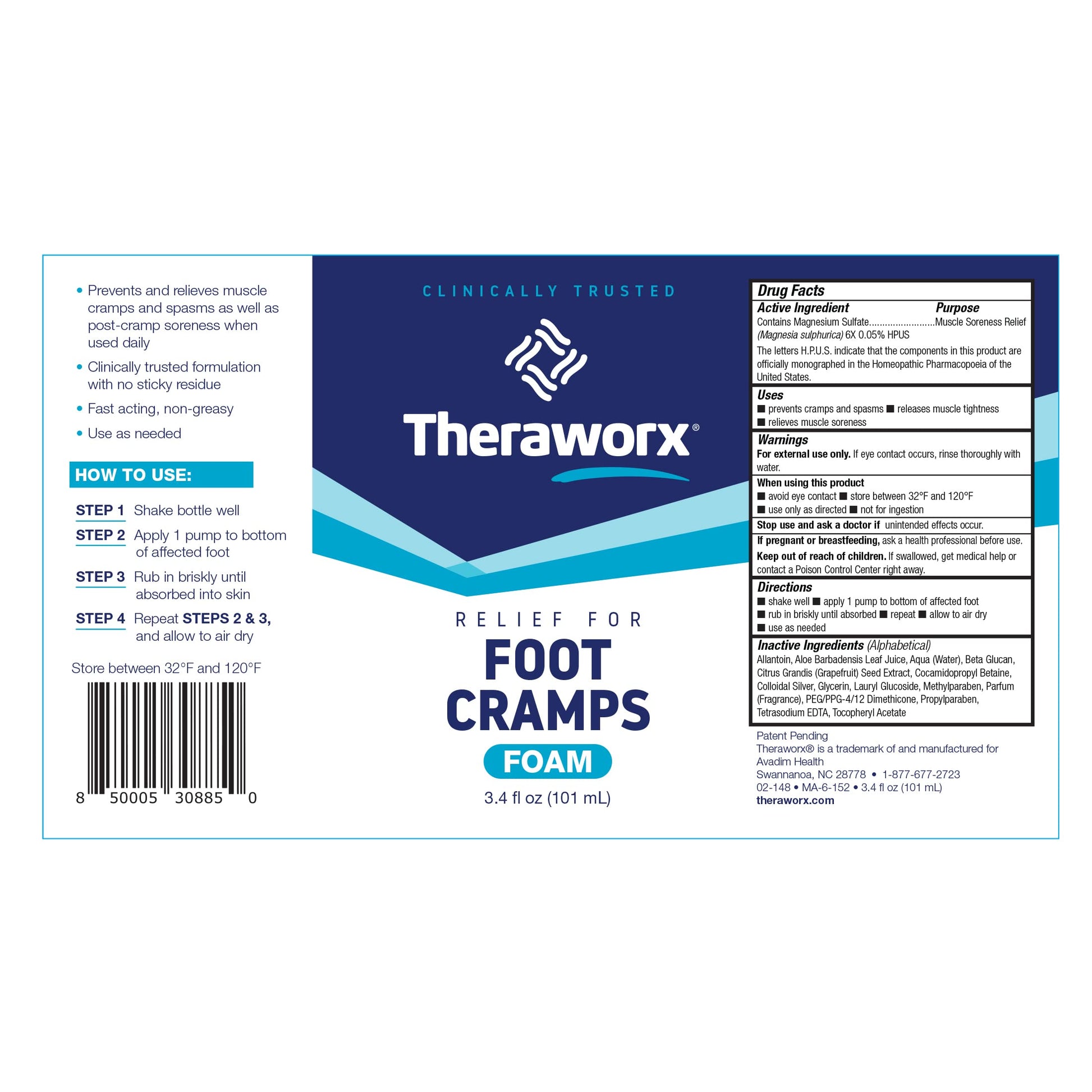 Theraworx Fast-Acting Foam for Foot Cramp Relief with Magnesium Sulfate - 3.4 Fl Oz - 1 Count Theraworx uk supplements
