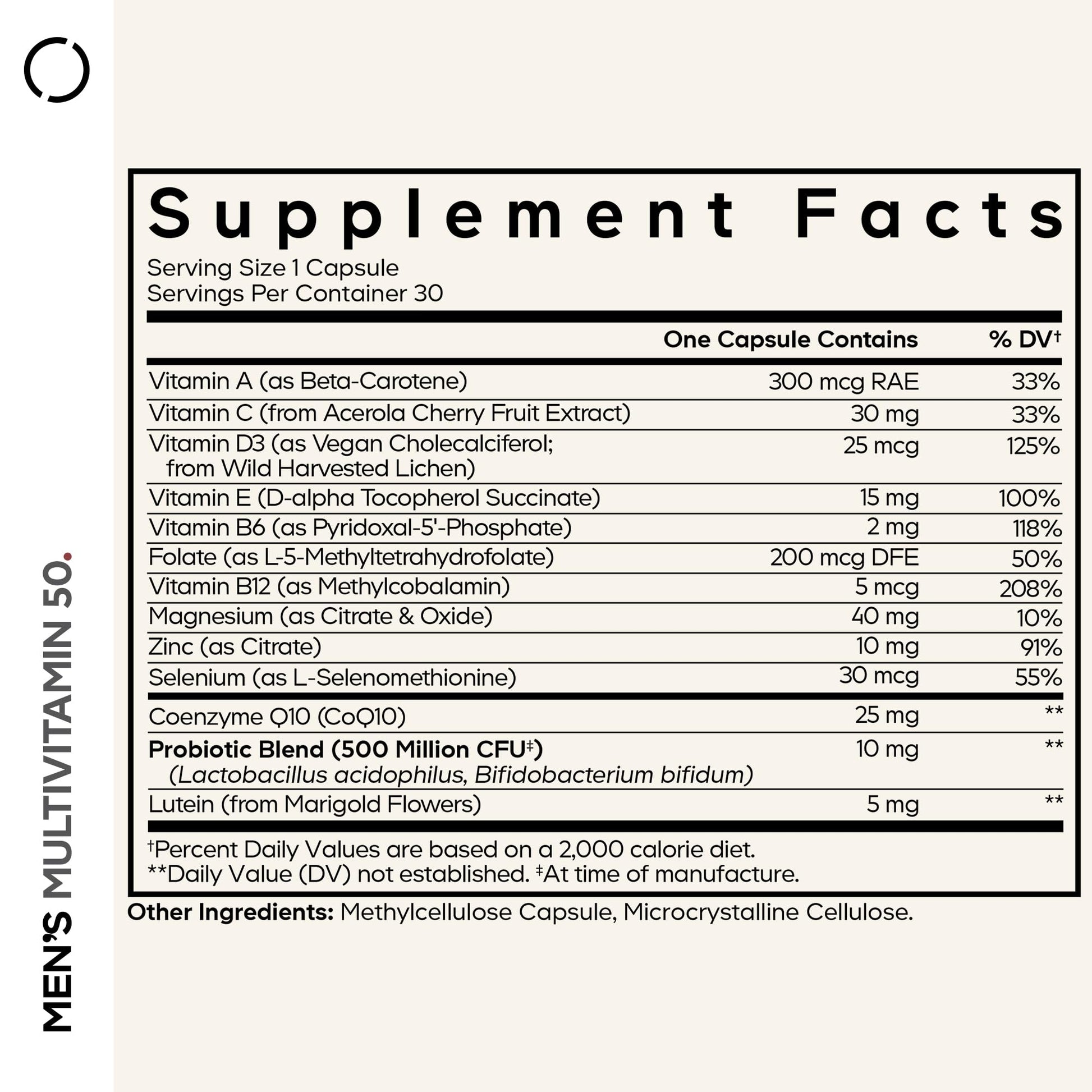 Codeage Men's Multivitamin 50 - Essential Vitamins & Minerals for Men Over 50 - Daily Multivitamins for Men Supplement - Vitamin A, C, D3, E, B6, B1, CoQ10, Probiotics, Lutein - Non-GMO - 30 Capsules Codeage uk supplements