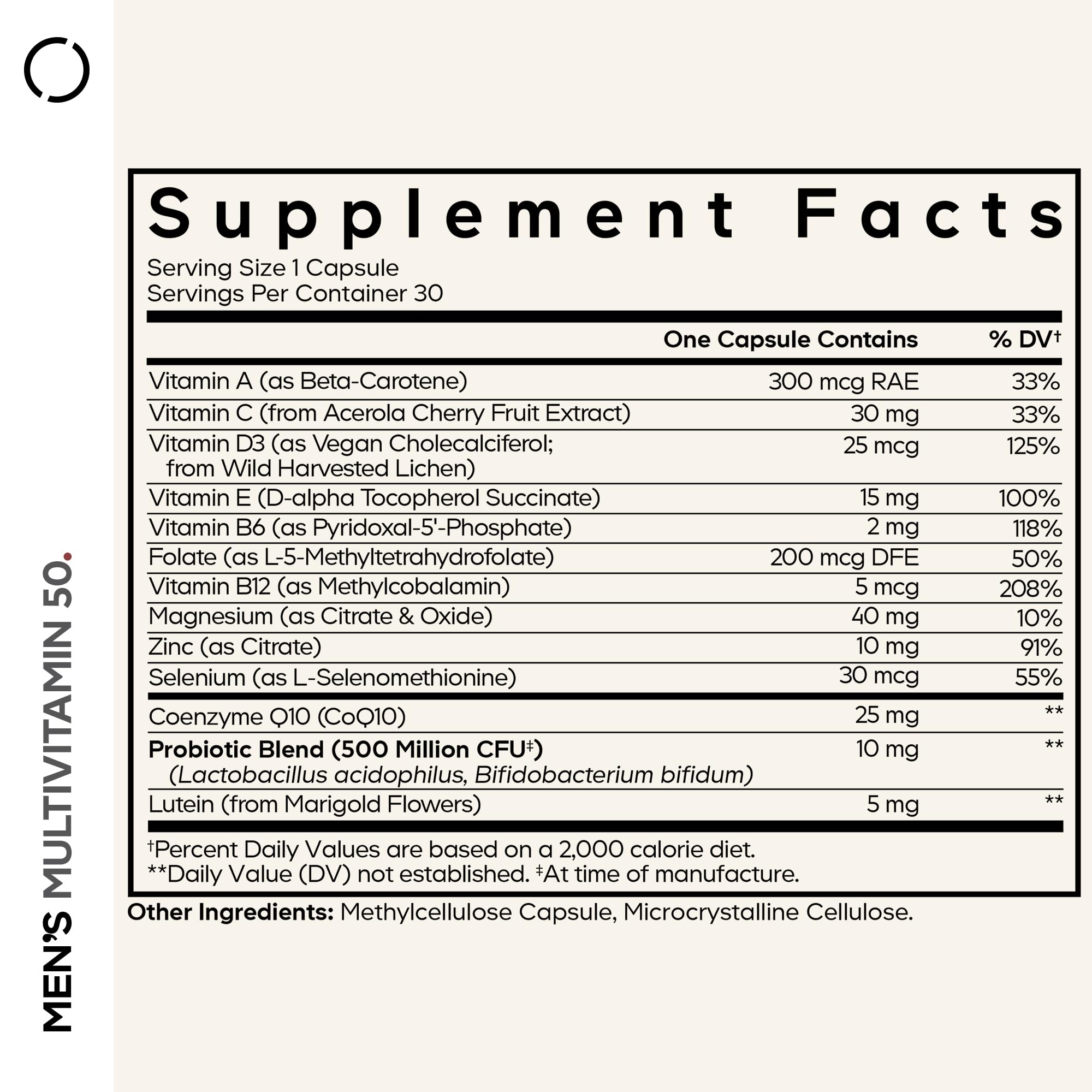 Codeage Men's Multivitamin 50 - Essential Vitamins & Minerals for Men Over 50 - Daily Multivitamins for Men Supplement - Vitamin A, C, D3, E, B6, B1, CoQ10, Probiotics, Lutein - Non-GMO - 30 Capsules Codeage uk supplements