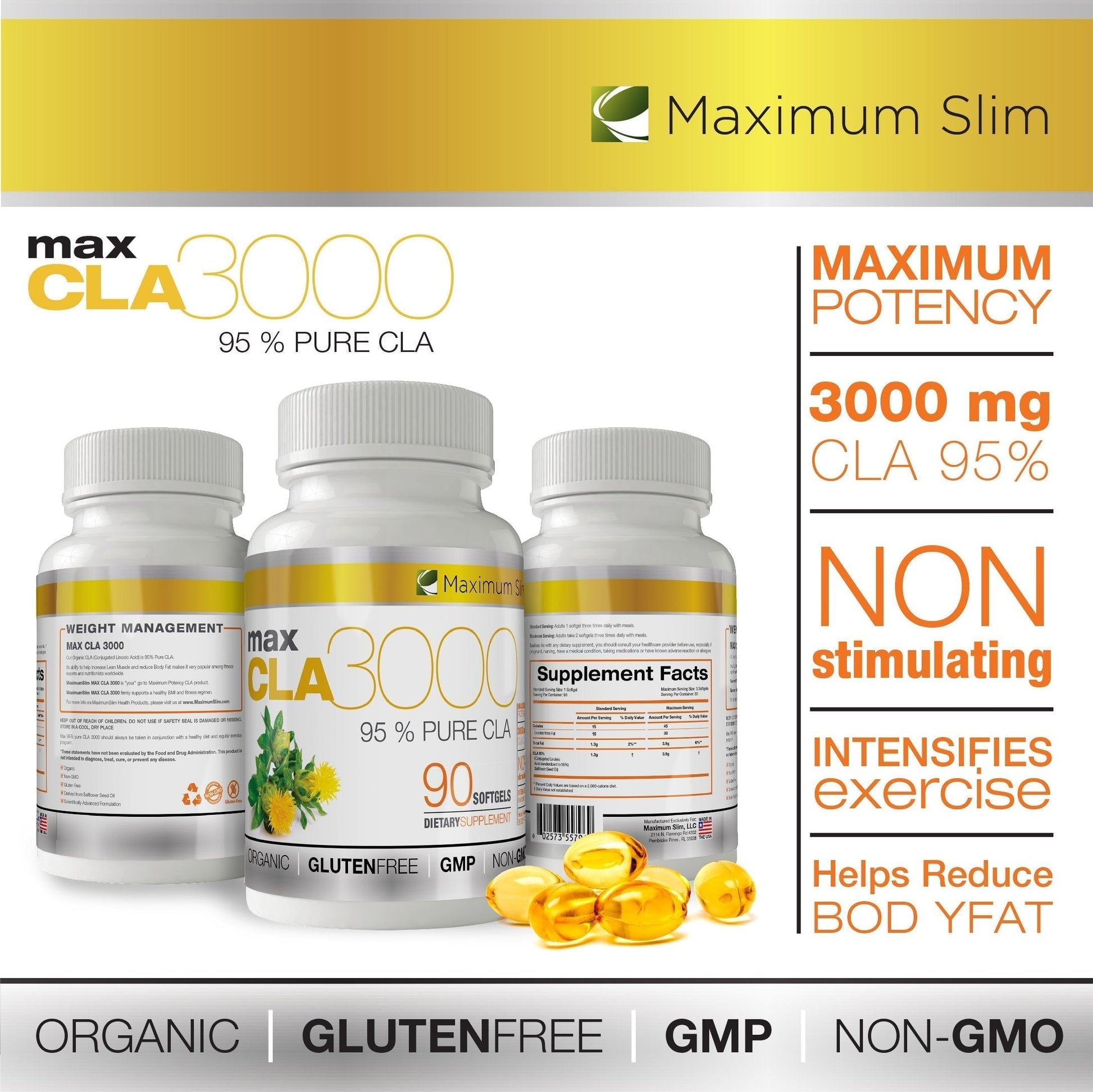 MAX CLA 3000, High Potency, Natural Weight Loss Exercise Enhancement, Increase Lean Maximum Slim uk supplements