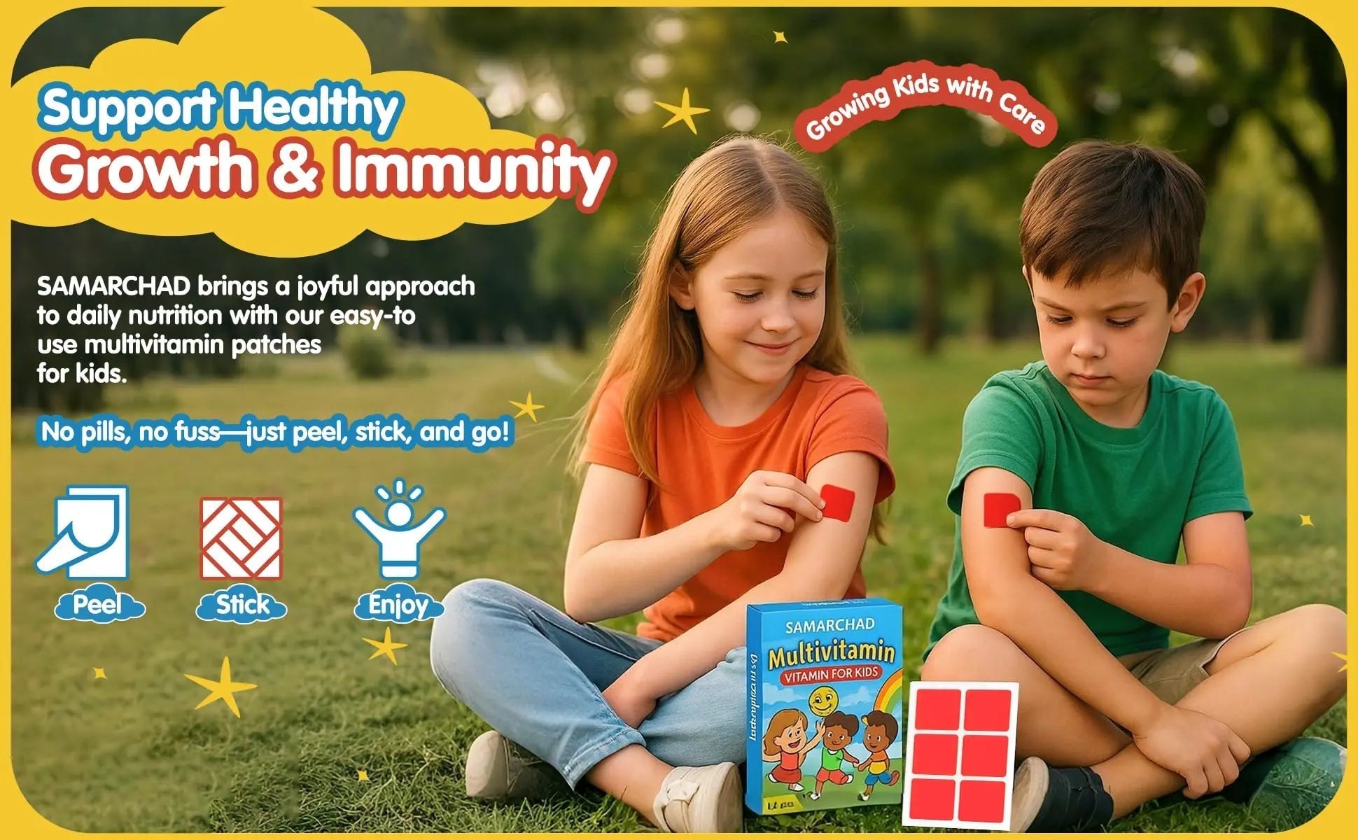 SAMARCHAD Kids Multivitamin Patches Daily Vitamin Patch for Children Natural, Sugar-Free No Swallowing Immune & Growth Support SAMARCHAD uk supplements