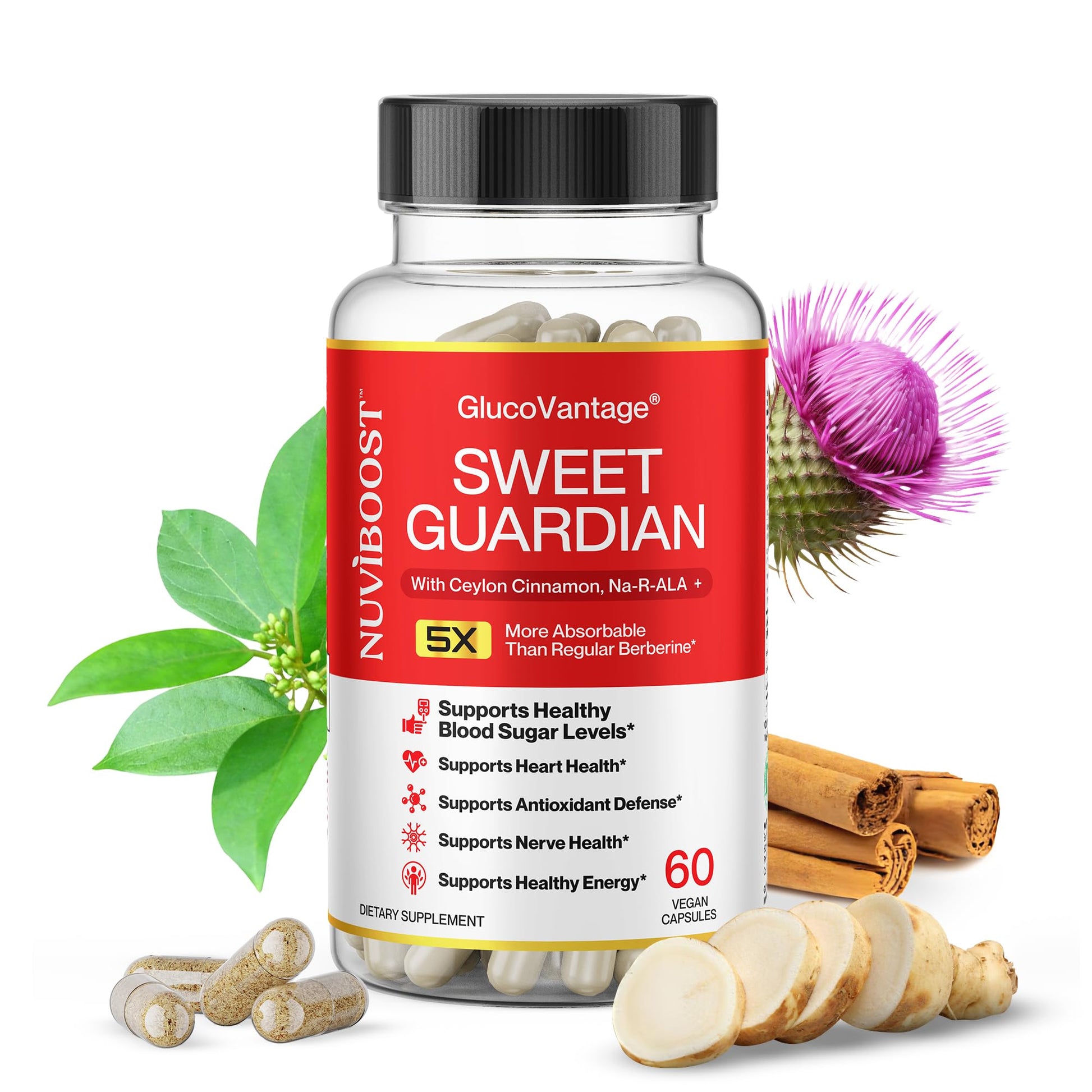 NUVIBOOST Super Dihydroberberine (GlucoVantage®) 200mg with Ceylon Cinnamon, Alpha Lipoic Acid, Selenium, Gymnema Sylvestre, Benfotiamine and Others for Overall Immunity. NUVIBOOST uk supplements