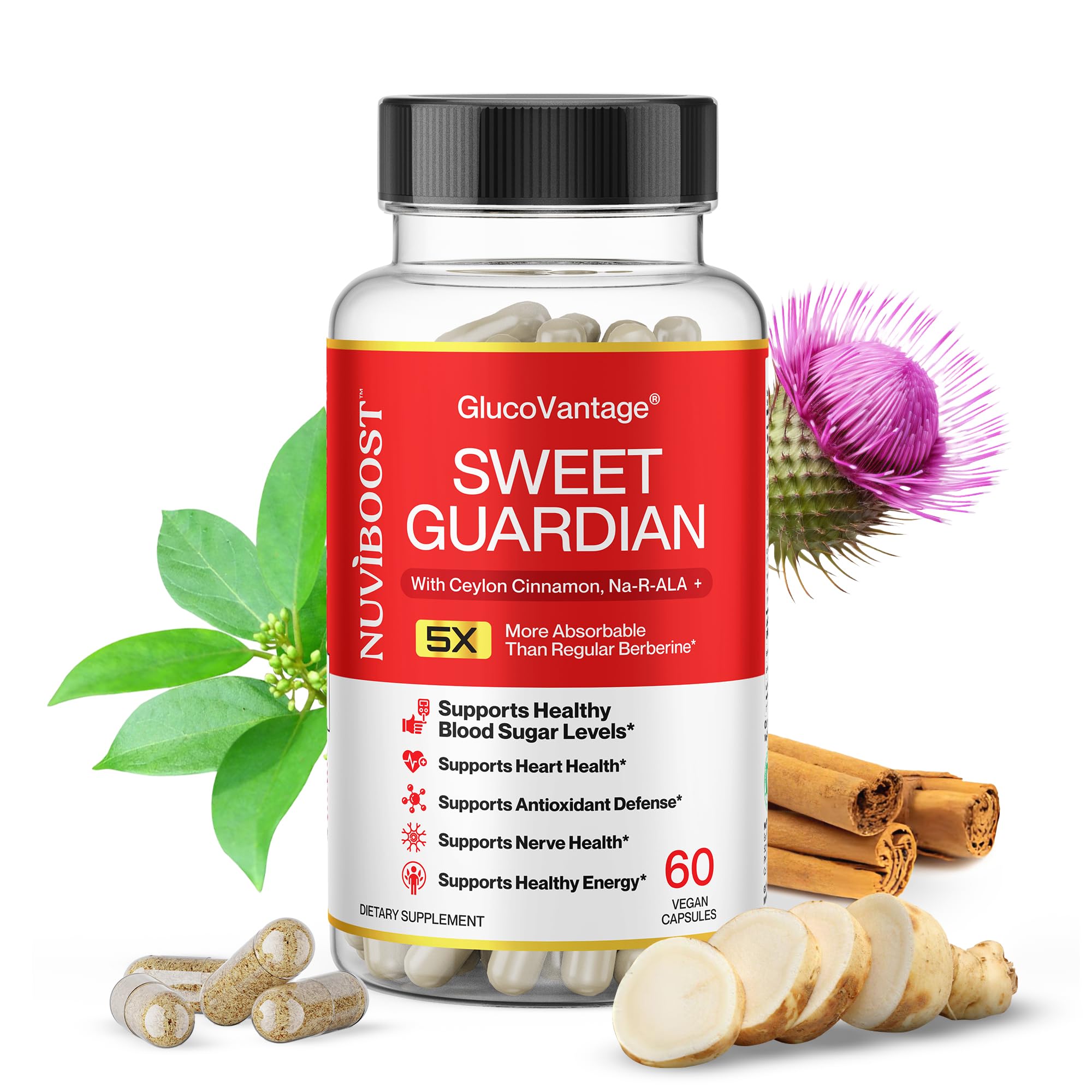 NUVIBOOST Super Dihydroberberine (GlucoVantage®) 200mg with Ceylon Cinnamon, Alpha Lipoic Acid, Selenium, Gymnema Sylvestre, Benfotiamine and Others for Overall Immunity. NUVIBOOST uk supplements