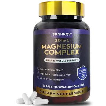 SPNHKQV Magnesium 12-in-1 Complex Supplement – 700mg High Absorption Magnesium Glycinate Capsules for Women & Men – Muscle, Nerve & Sleep Support – 120 Vegan Capsules SPNHKOV uk supplements