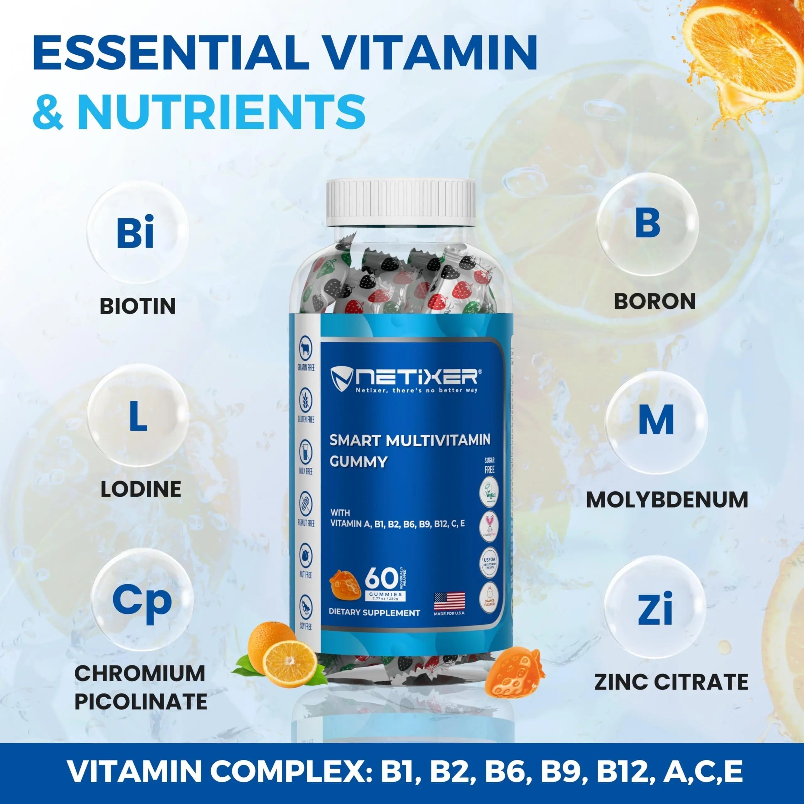 nETiXER Multivitamin Gummies – 60 Vegan Berry Gummies with Vitamins A, C, D, E, B12, Biotin, Zinc, Iodine – Gelatin-Free, Gluten-Free nETiXER uk supplements