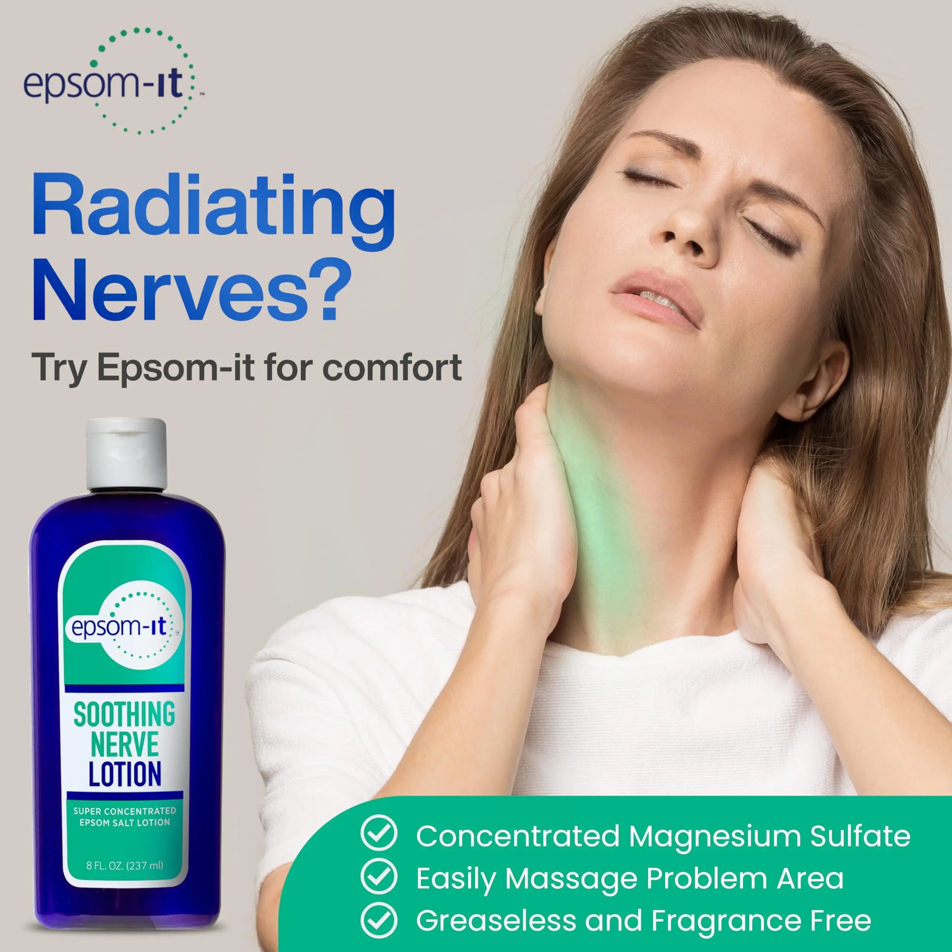 Epsom-It Soothing Nerve Lotion - Epsom Salt Magnesium Lotion, Topical Magnesium Cream with Capsaicin & Arnica to Provide Comfort for Legs, Knee and Feet, 8.0 oz., 2-Pack EPSOM-IT uk supplements