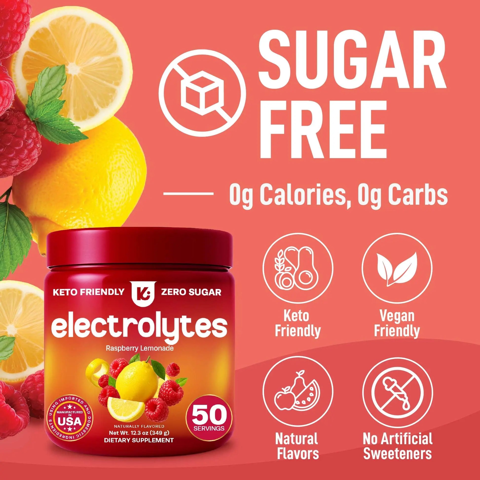 Keppi Electrolytes Powder – Raspberry Lemonade Flavor 50 Servings – No Sugar Hydration Supplement with Magnesium, Potassium, Sodium – Keto, Vegan Keppi uk supplements