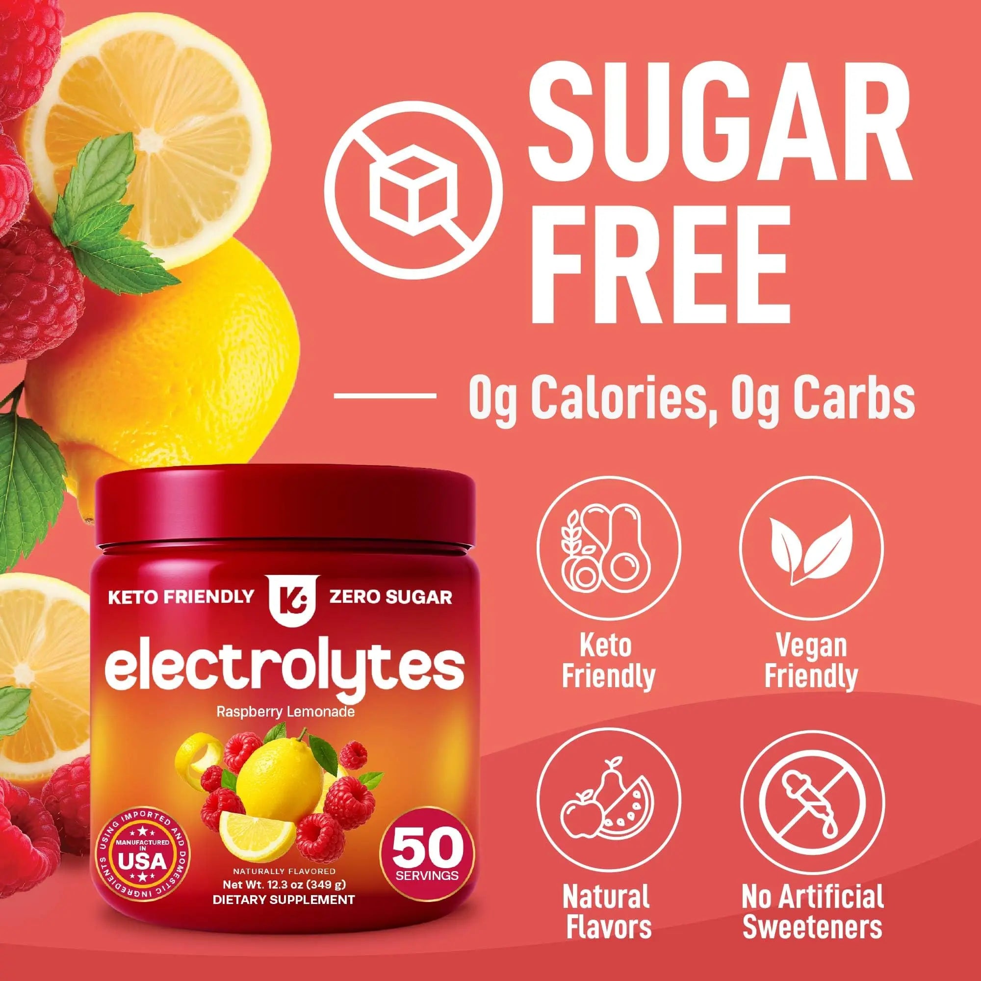 Keppi Electrolytes Powder – Raspberry Lemonade Flavor 50 Servings – No Sugar Hydration Supplement with Magnesium, Potassium, Sodium – Keto, Vegan Keppi uk supplements