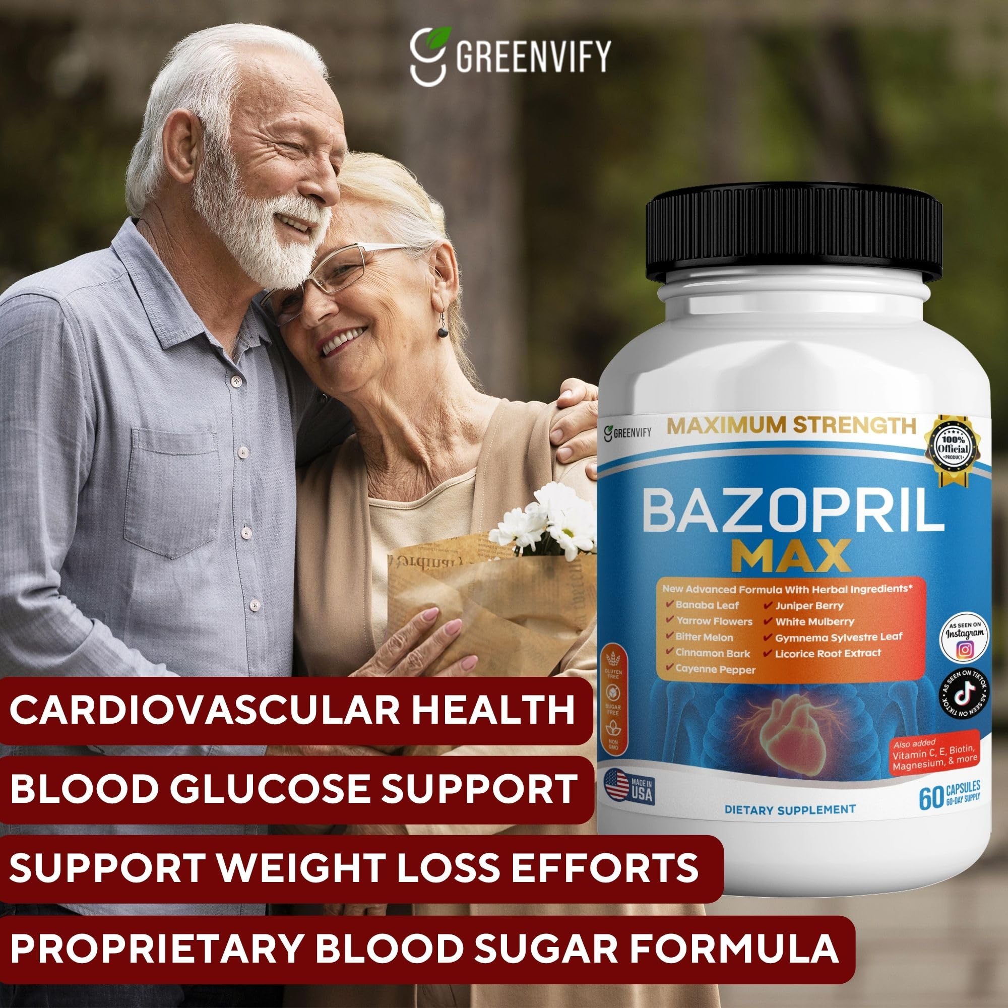 GREENVIFY Bazopril Max Maximum Strength Dietary Supplement, 60 Capsules, with Herbal Blend, Vitamins & Minerals (1) GREENVIFY uk supplements