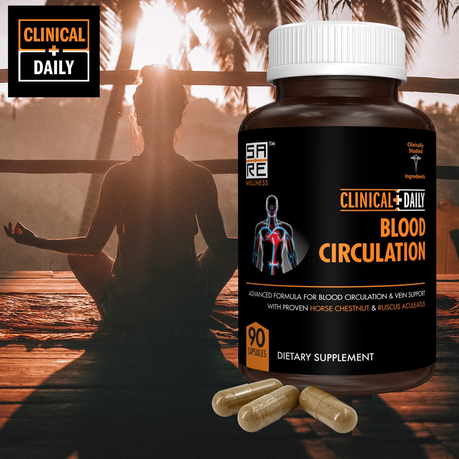 Clinical Daily Blood Circulation Supplements. Butchers Broom, Horse Chestnut, Hawthorn Clinical Daily uk supplements