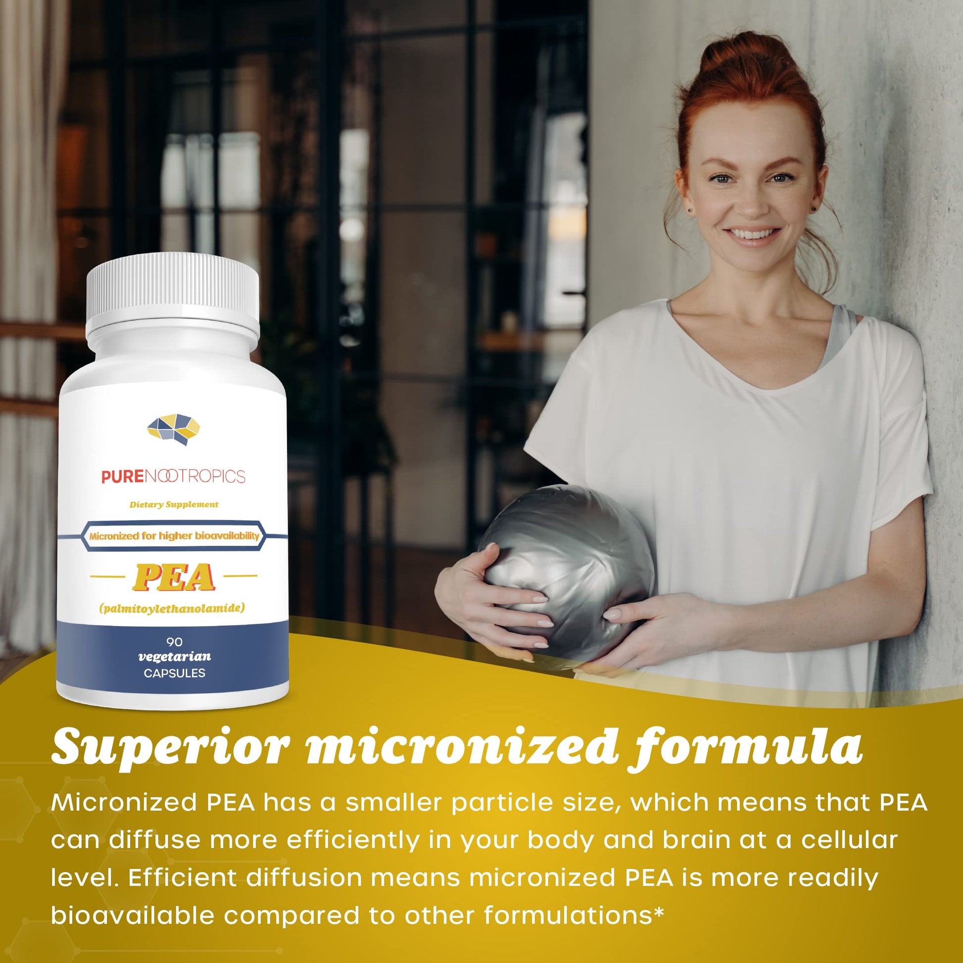 Pure Nootropics - Palmitoylethanolamide (Micronized Pea) 400 mg Capsules | 90 Veg Caps Value Pack | Supports Relief from Occasional Discomfort | Supports Immune System Pure Nootropics uk supplements