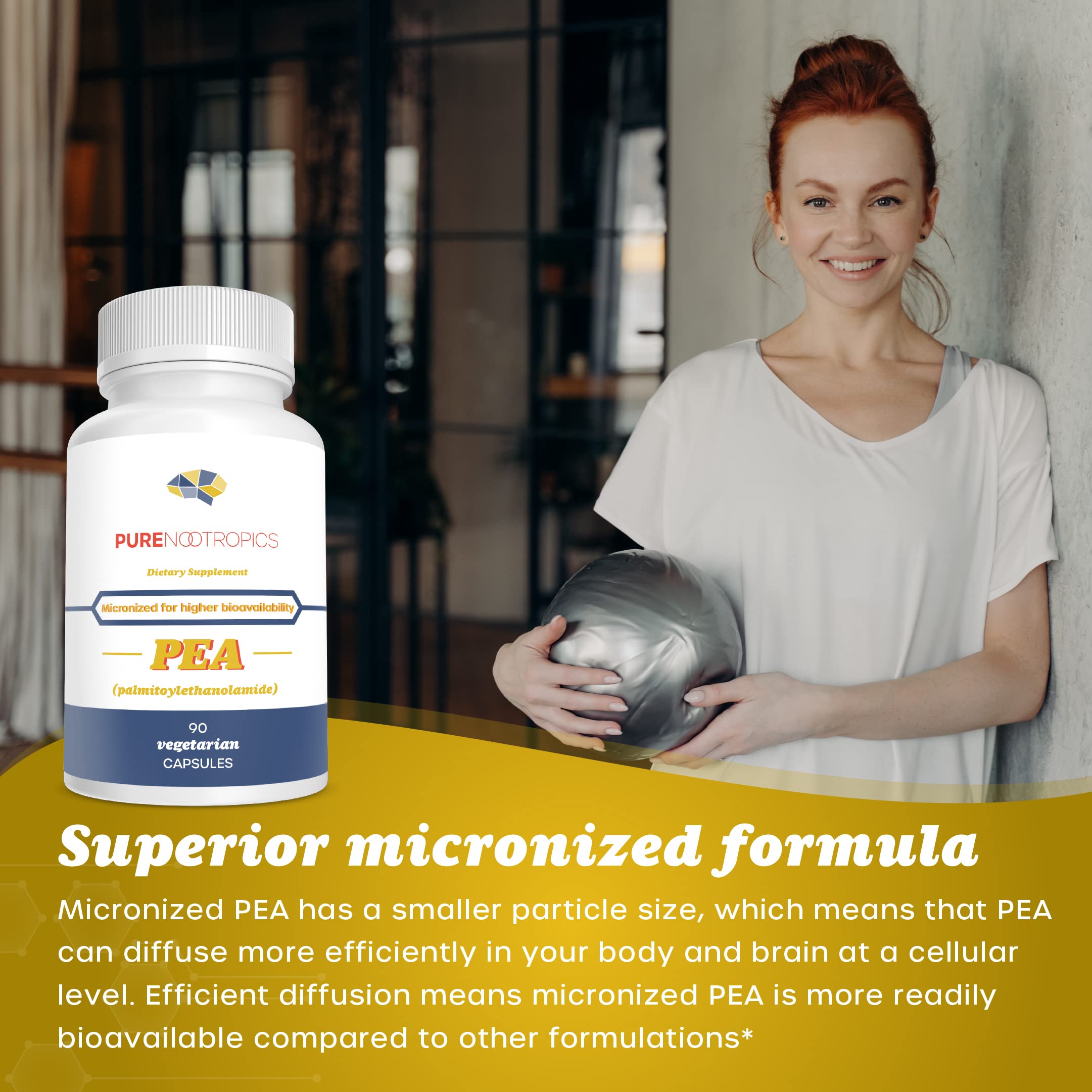 Pure Nootropics - Palmitoylethanolamide (Micronized Pea) 400 mg Capsules | 90 Veg Caps Value Pack | Supports Relief from Occasional Discomfort | Supports Immune System Pure Nootropics uk supplements