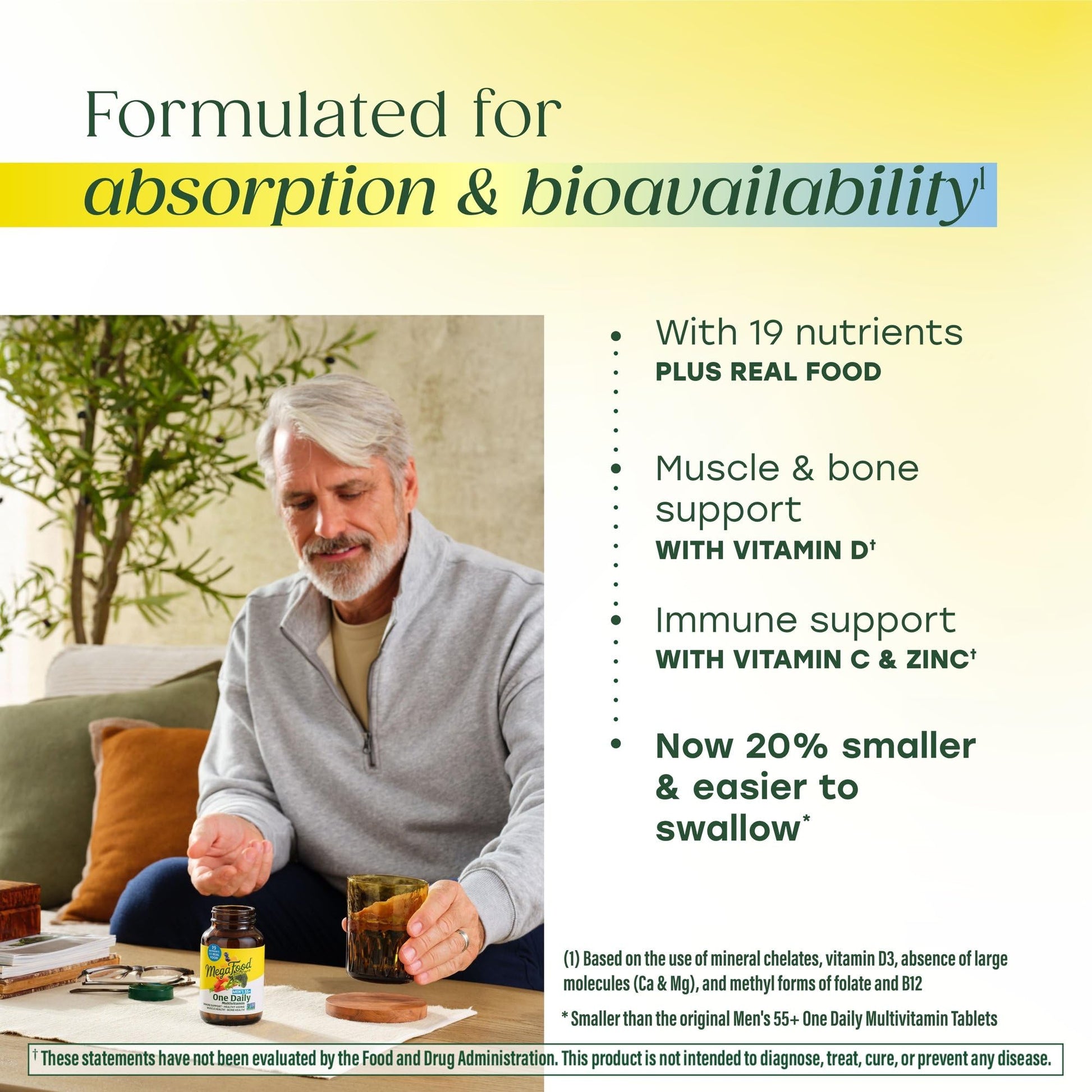 MegaFood Multivitamin for Men 55+ One Daily Mens Multivitamins, Methylated B12, Vitamin D3, C & Zinc MegaFood uk supplements