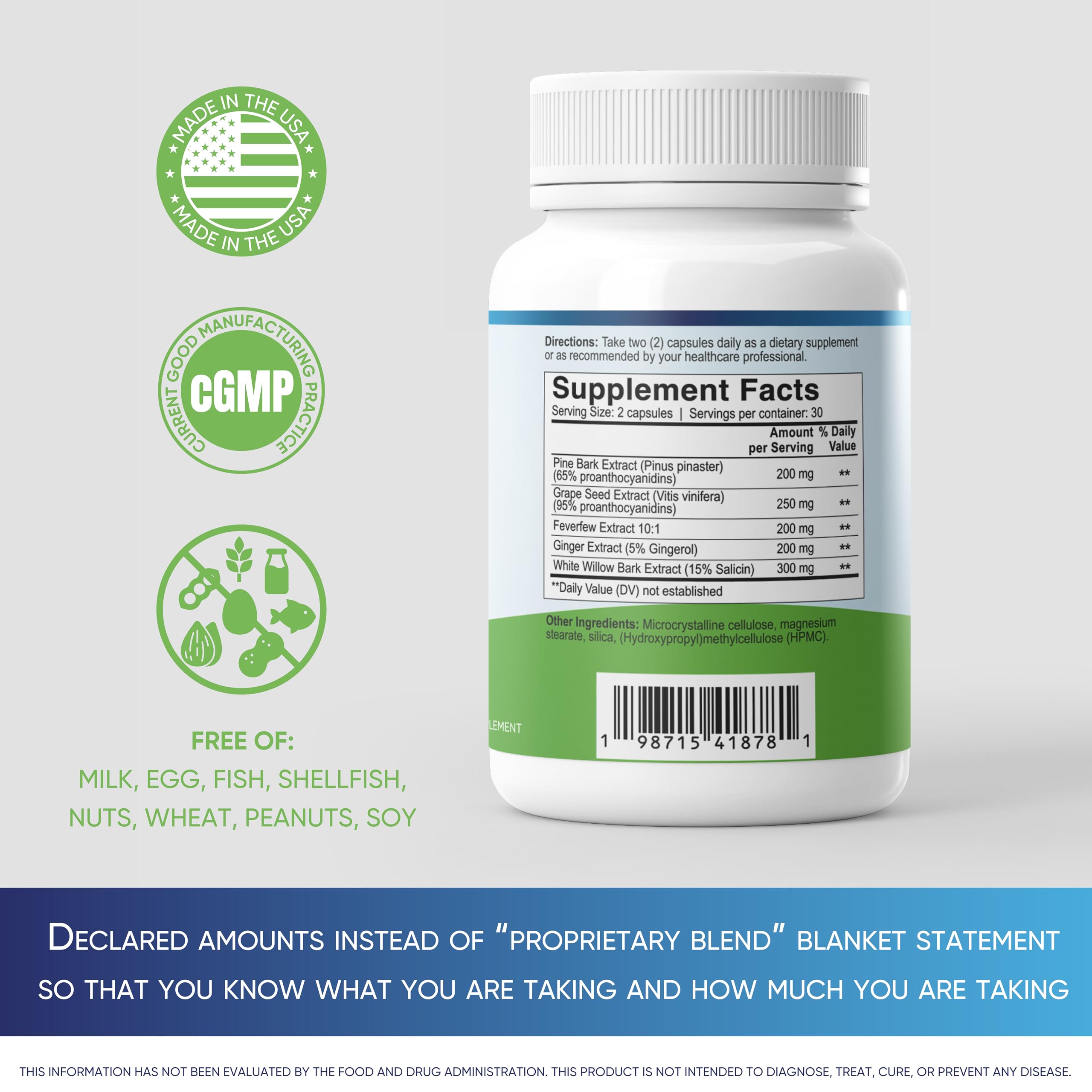MigRePair MM Bottle of 60 - Doctor Formulated Natural Herbal Migraine Supplement for Women, Menstrual Migraine Relief, Hormonal Migraine Support with Feverfew, White Willow Bark Pine Bark & Grape Seed Migraceutics uk supplements