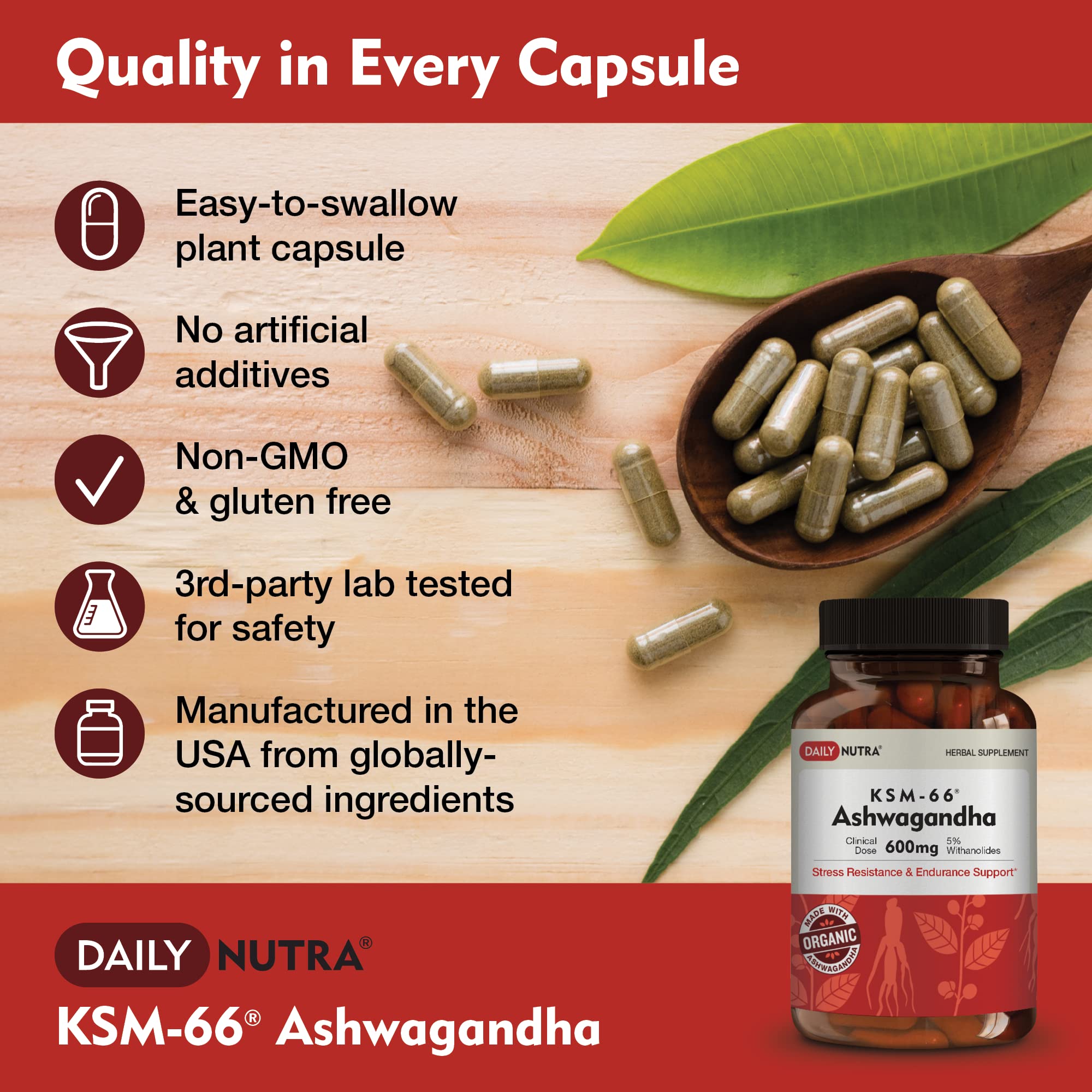 DailyNutra KSM-66 Ashwagandha 600mg Organic Root Extract - High Potency Supplement DailyNutra uk supplements