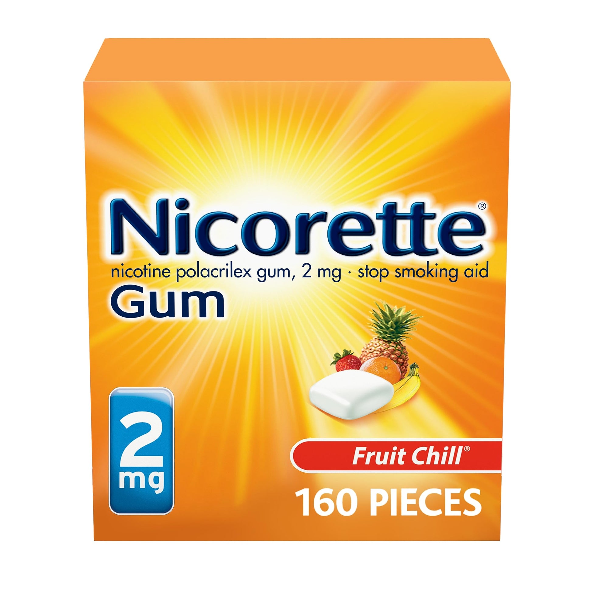 Nicorette 2 mg Nicotine Gum to Help Stop Smoking - Fruit Chill Flavored Nicorette uk supplements