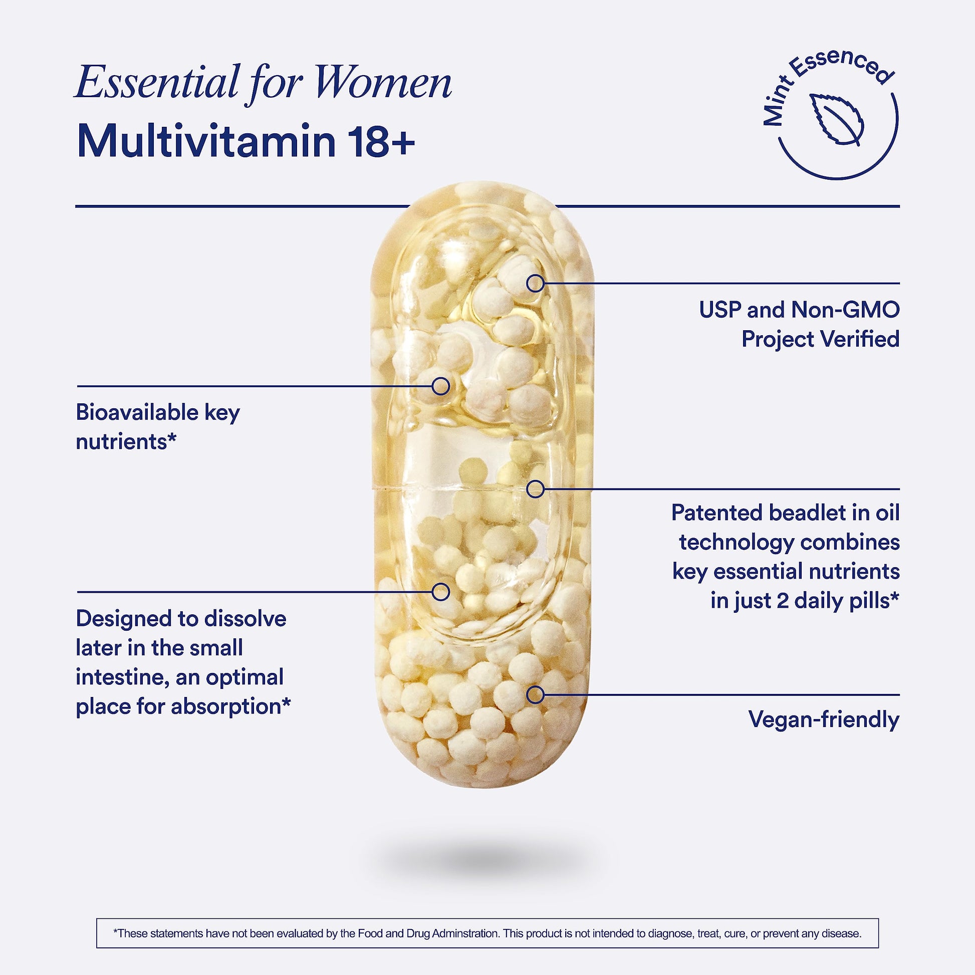 Ritual Multivitamin for Women 18+ with Vitamin D3 for Immune Support*, Vegan Omega 3 DHA, B12, Iron, Gluten Free, Non GMO, USP Verified, Mint, 30 Day Supply, 60 Capsules Ritual uk supplements